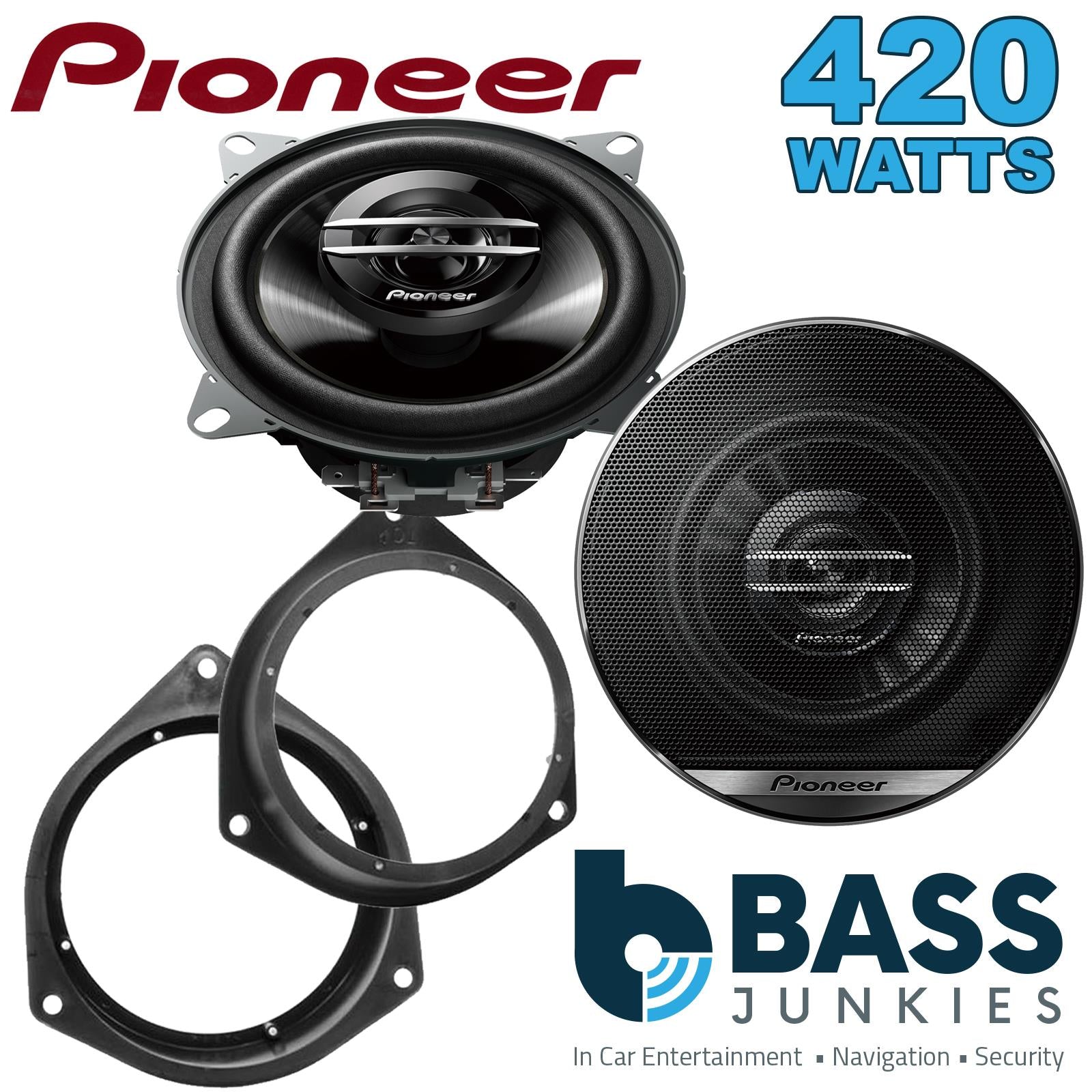 Pionner TS-G1020F 100mm/10cm/4" 2-Way Coaxial Car speakers (Per Pair Max 420|60 watts RMS) Fits Fiat Qubo 2008-18 | Fiorino 08-21