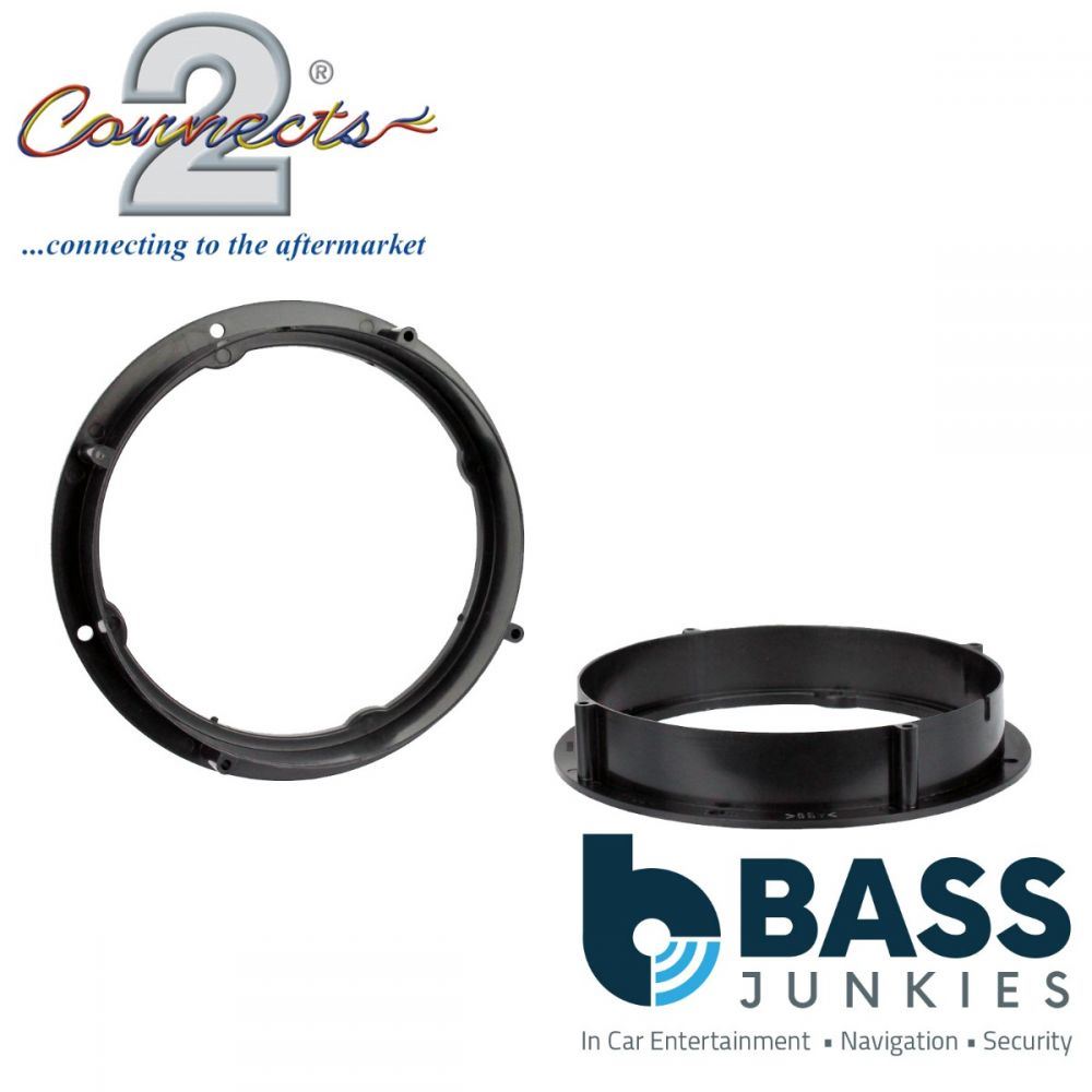 Connects2 CT25VW07 - Volkswagen Beetle Lupo Polo Touran UP! Amarok EOS Golf Scirocco Tiguan Skoda Octavia 165mm 6.5" Front or Rear Car Speaker Adapter Brackets