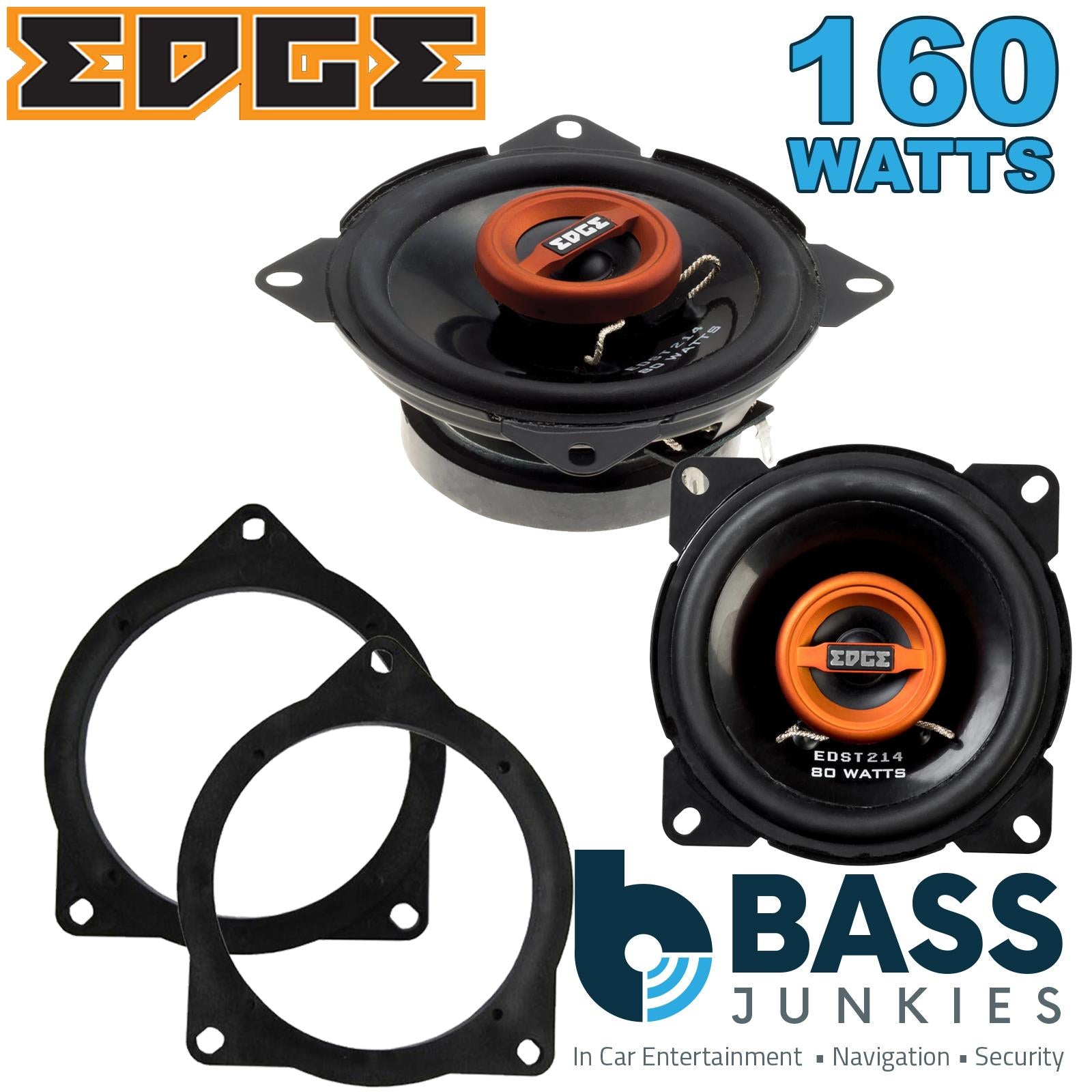 Edge EDST214 100mm/10cm/4" 2-Way Coaxial Car speakers (Per Pair Max 160|40 watts RMS) Fits BMW 3-Series 2011-19 | 4-Series 13-20 | 5-Series 03-10