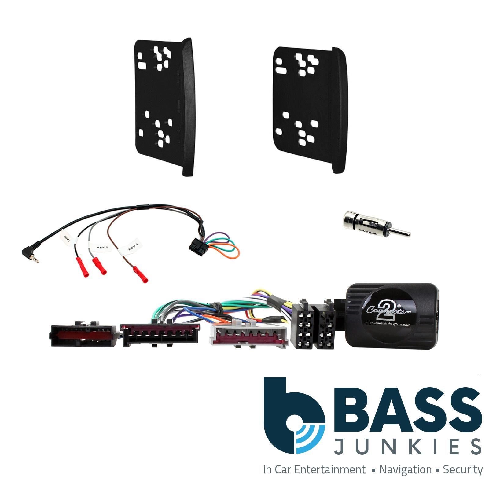 Double Din Stereo Fitting Kit + Steering Wheel Stalk Controls to fit Ford Focus 1998-04