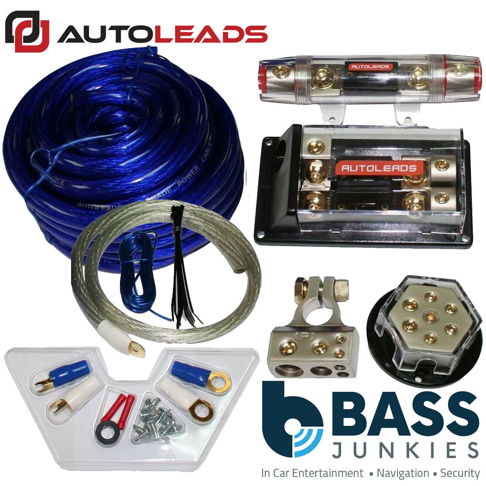Autoleads 2000 WATTS Pure Copper 0 / 4 AWG Power Cable 2 Amplifier ANL Amp Kit