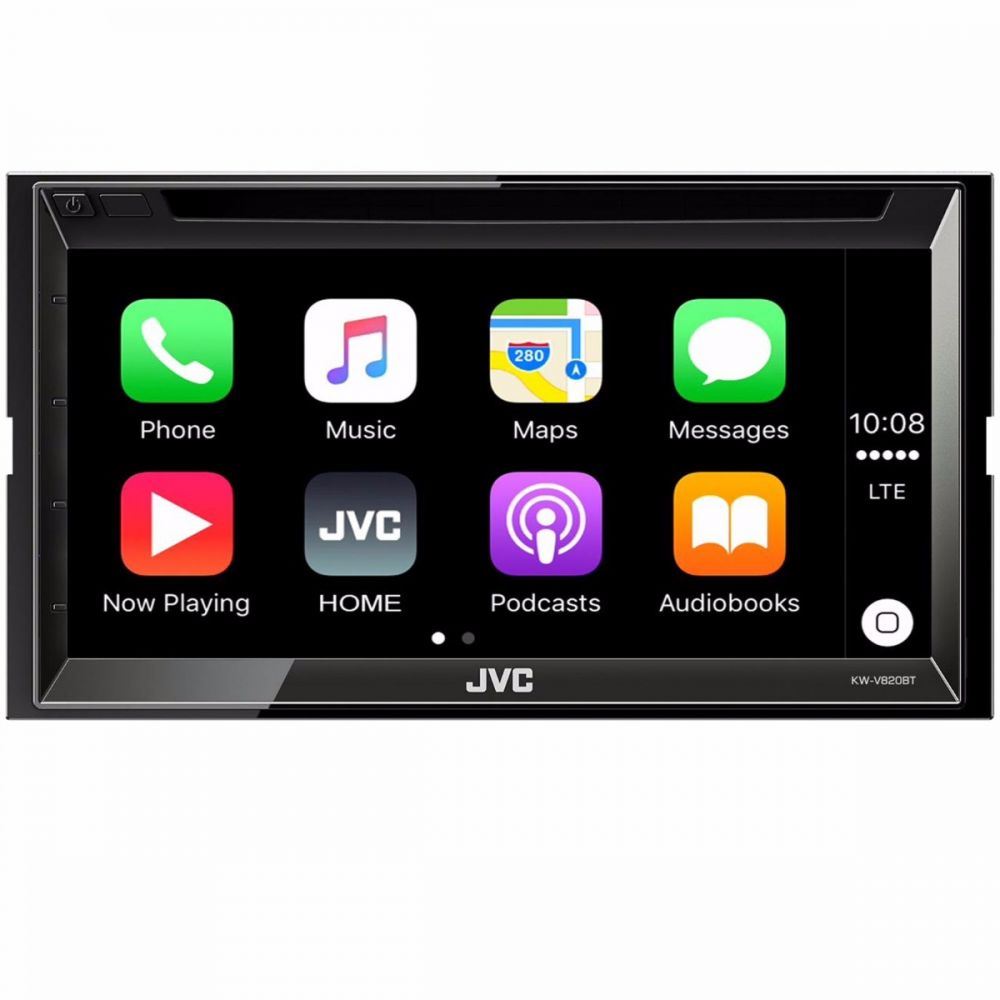 JVC KW-V820BT - 6.8" DVD CD MP3 Apple Carplay Bluetooth Touchscreen AM/FM Tuner, iPod iPhone Android Control Car Stereo