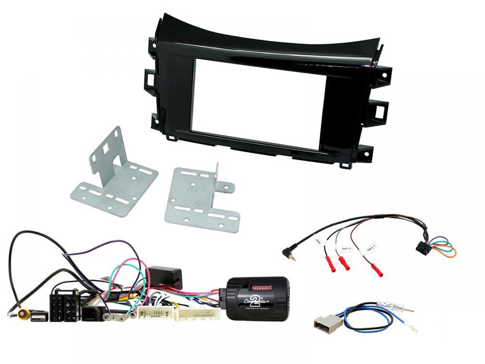 Connects2 CTKNS10 - Nissan Navara 2015 - 2019 Gloss Back Double Din Car Stereo Fascia Panel & Steering Wheel Interface Kit
