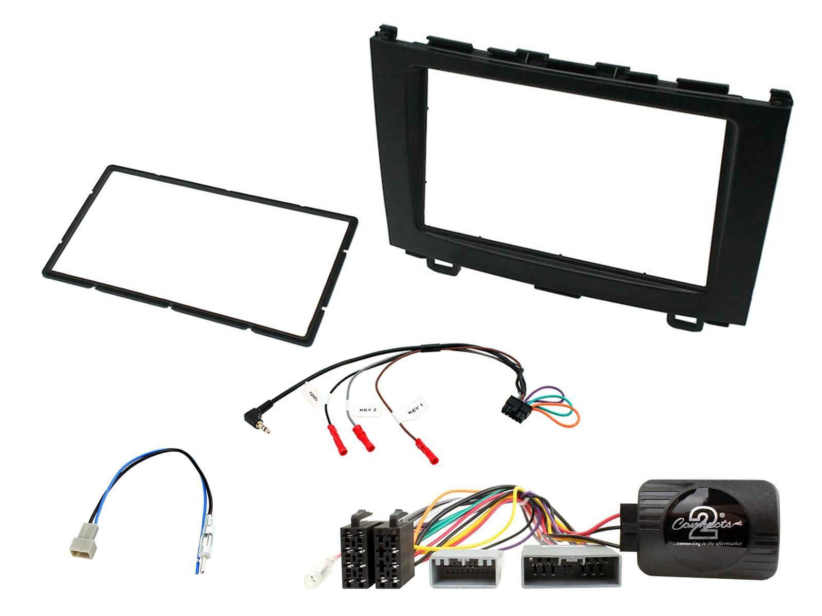 Connects 2 CTKHD04 - Honda CR-V 2007 - 2009 Double Din Facia & Steering wheel Interface Fitting Installation Kit (Black Facia Panel)
