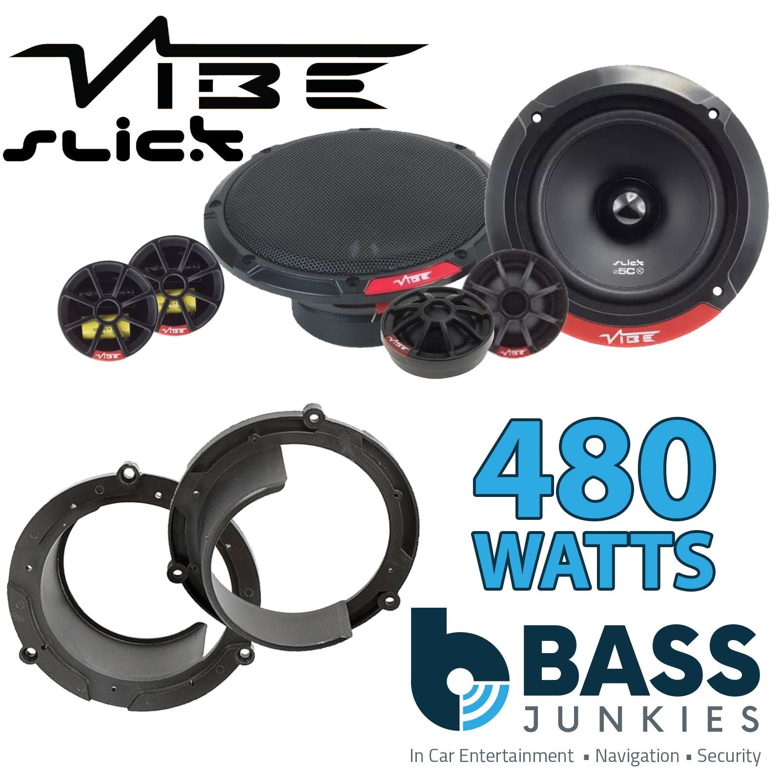 Vibe SLICK5C-V7 2-Way 130mm/13cm/5.25" Component Speakers (Per Pair 480 Watts) Fits Honda Accord 1999-03