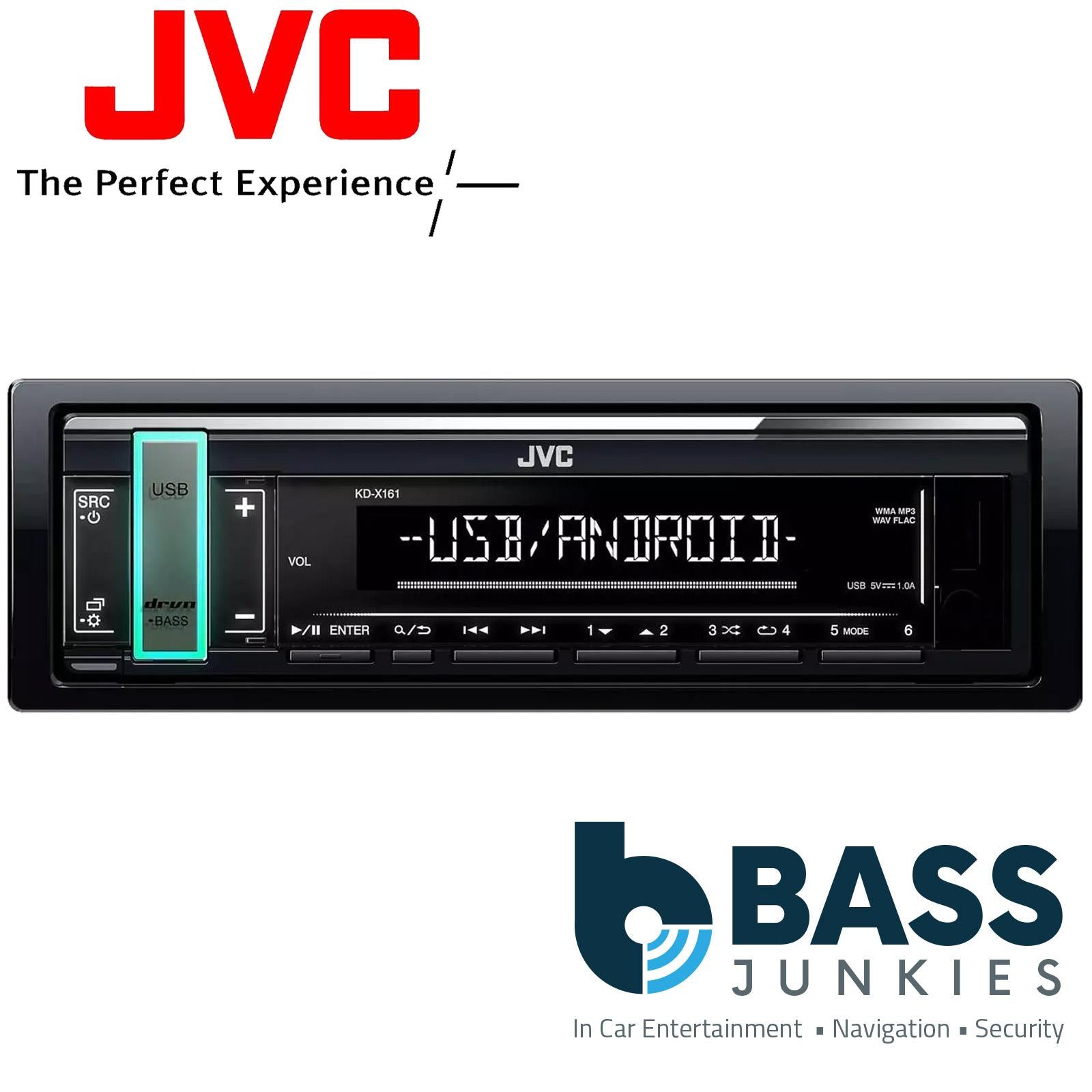 JVC KD-X161 Mechless Front USB AUX Car Stereo Face Off & Multi Colour Display