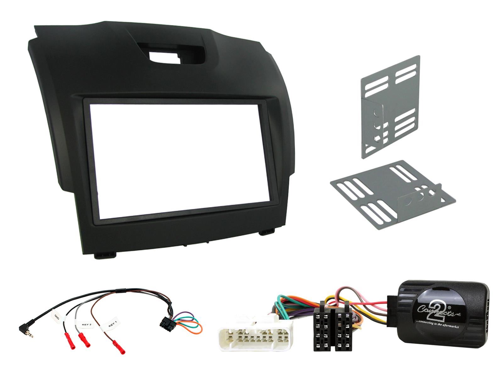 Connects 2 CTKIZ02 - Izusu D-Max 2012 Onwards Double Din Facia & Steering wheel Interface Fitting Installation Kit (Black Facia Panel)