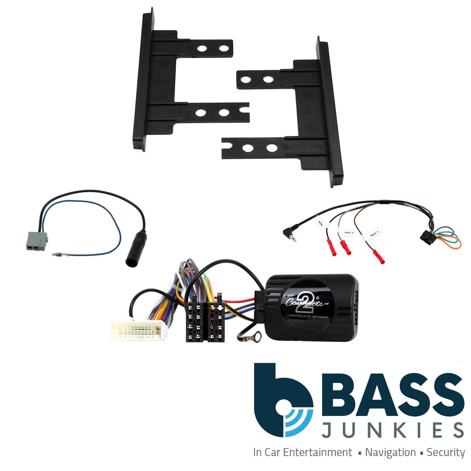 Double Din Stereo Fitting Kit + Steering Wheel Stalk Controls to fit Nissan Note 2008-12