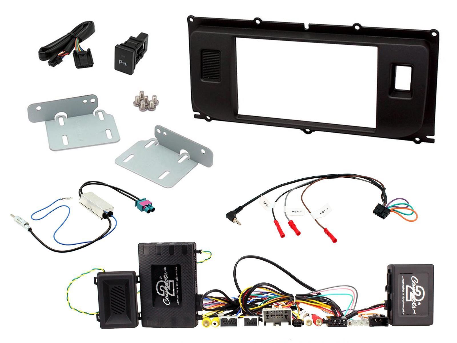 Double Din Stereo Fitting Kit + Steering Wheel Stalk Controls to fit Land Rover Evoque 11-14