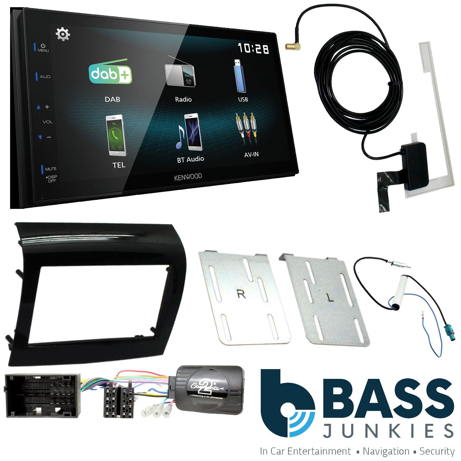 Kenwood DMX-125DAB + Connects2 Double Din + Steering Wheel Controls fits Peugeot Boxer 2014>