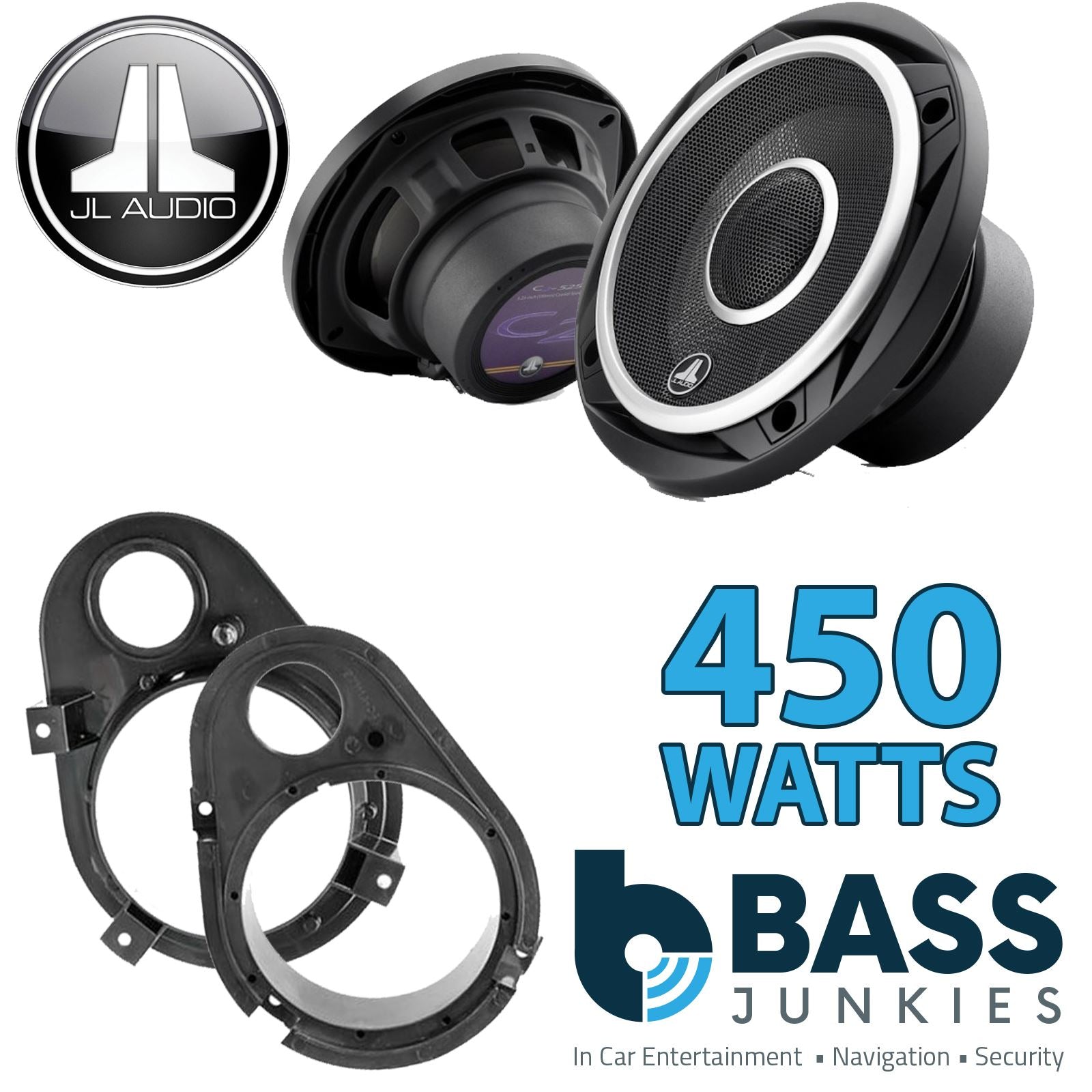 JL Audio C2-525X 2-Way 130mm/13cm/5.25" Coaxial Speakers (Per Pair 450 Watts) Fits Ford Escort 1990-00 | Orion 90-93