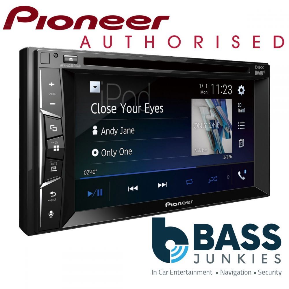 Pioneer AVH-A3100DAB - 6.2" Double Din Bluetooth DVD CD MP3 USB DAB+ 50 x 4 Watts Car Stereo AV Screen