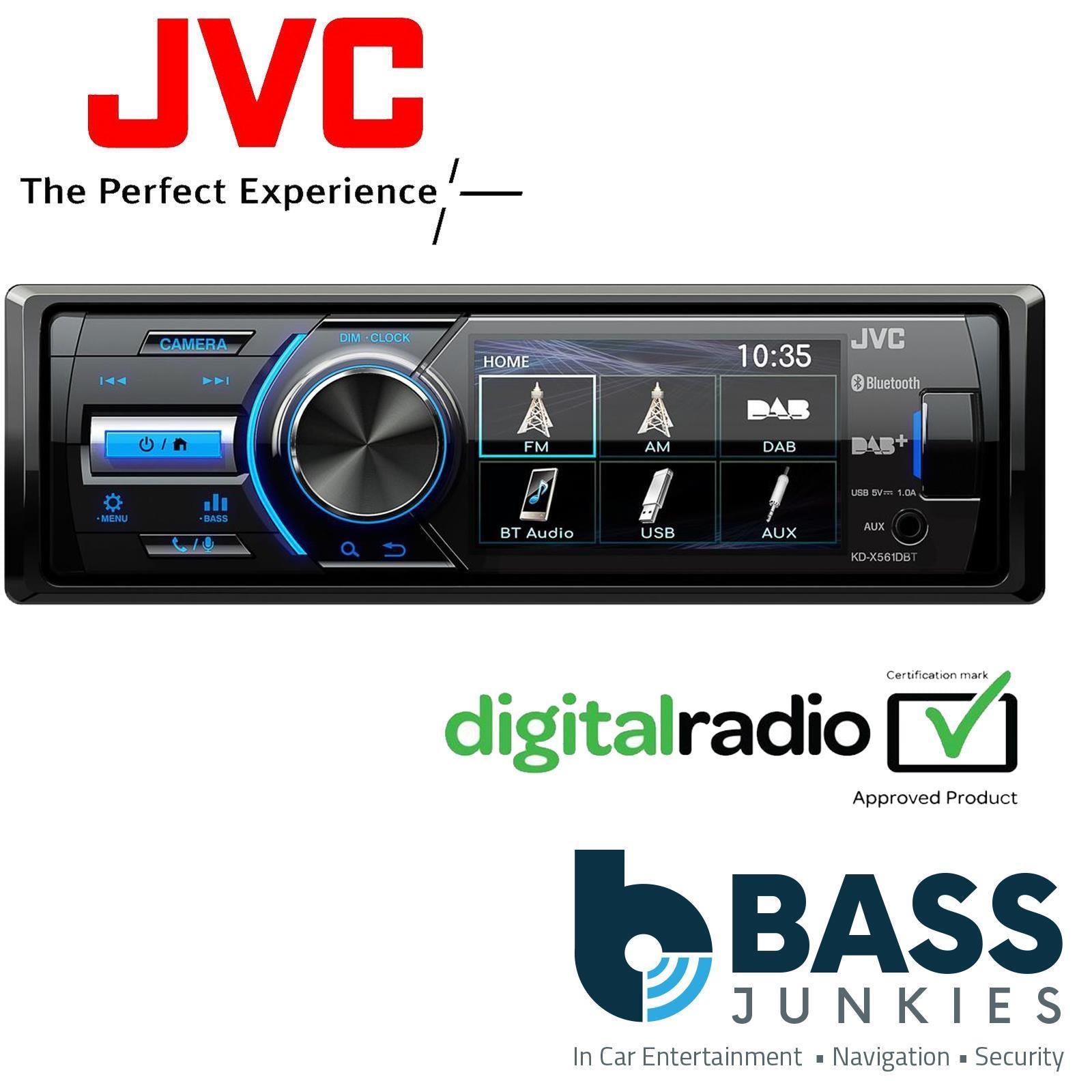 JVC KD-X561DBT 3" Screen Bluetooth DAB Reversing Camera Input USB AUX Car Stereo
