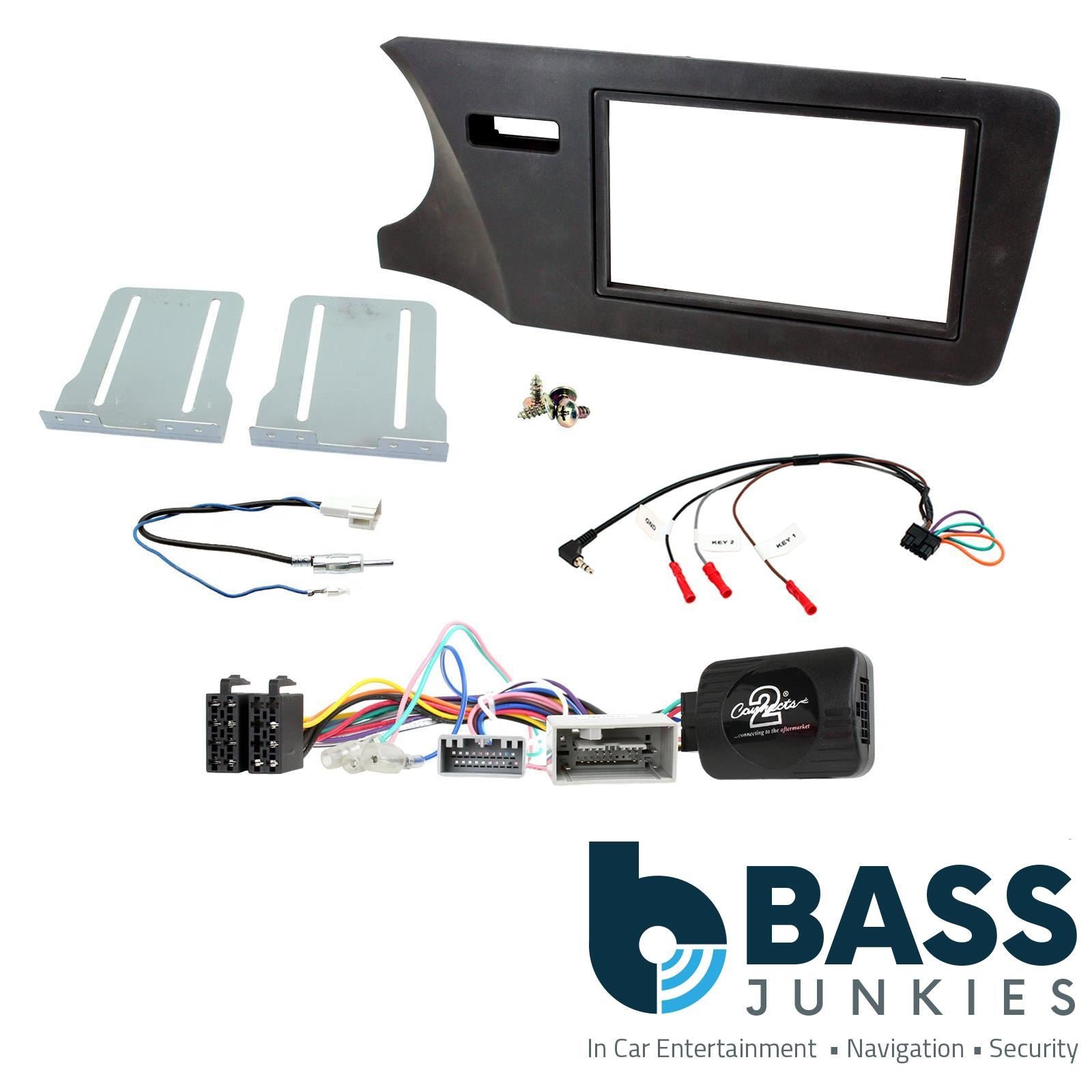 Double Din Stereo Fitting Kit + Steering Wheel Stalk Controls to fit Honda City 2014-