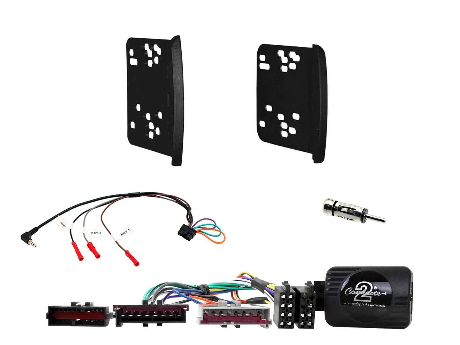 Double Din Stereo Fitting Kit + Steering Wheel Stalk Controls to fit Ford Focus 1998-04