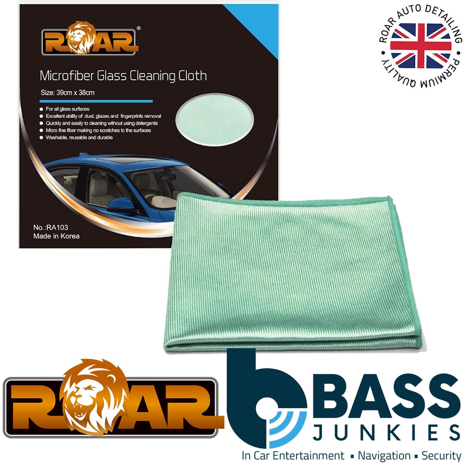 ROAR RA103 Glass Cleaning Cloth 38x39cm Quick and easy cleaning Glass Surfaces For all glass surfaces Excellent ability of dust, glazes and fingerprints removal Quickly and easily