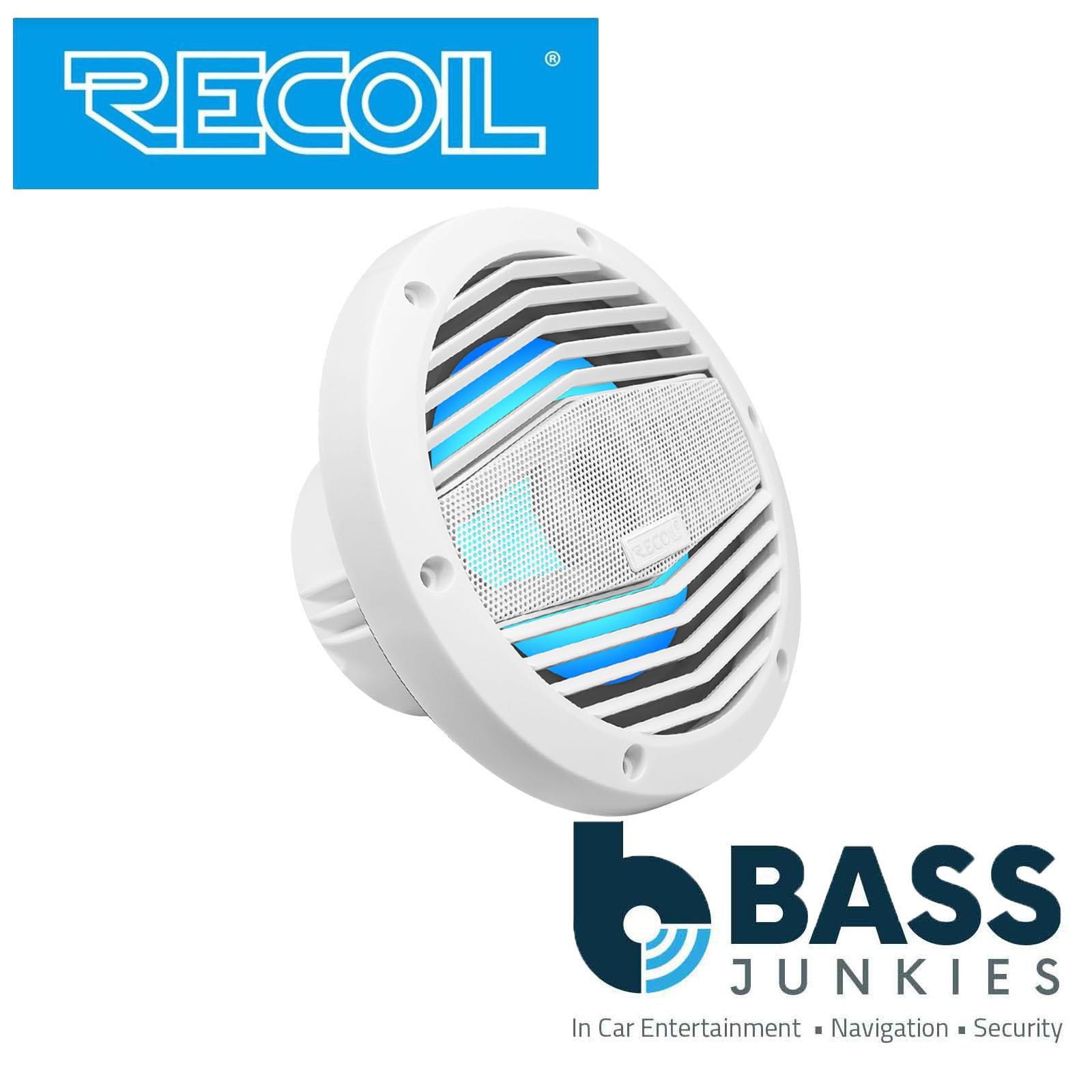 Recoil M3-8W - 8" 20cm White Marine Boat Outdoor Speakers with Built-in RGB LED