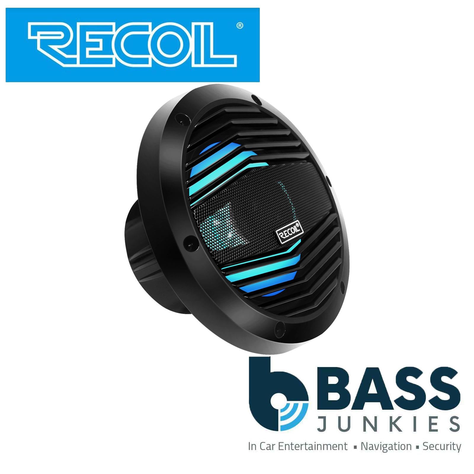 Recoil M3-8B - 8" 20cm Black Marine Boat Outdoor Speakers with Built-in RGB LED