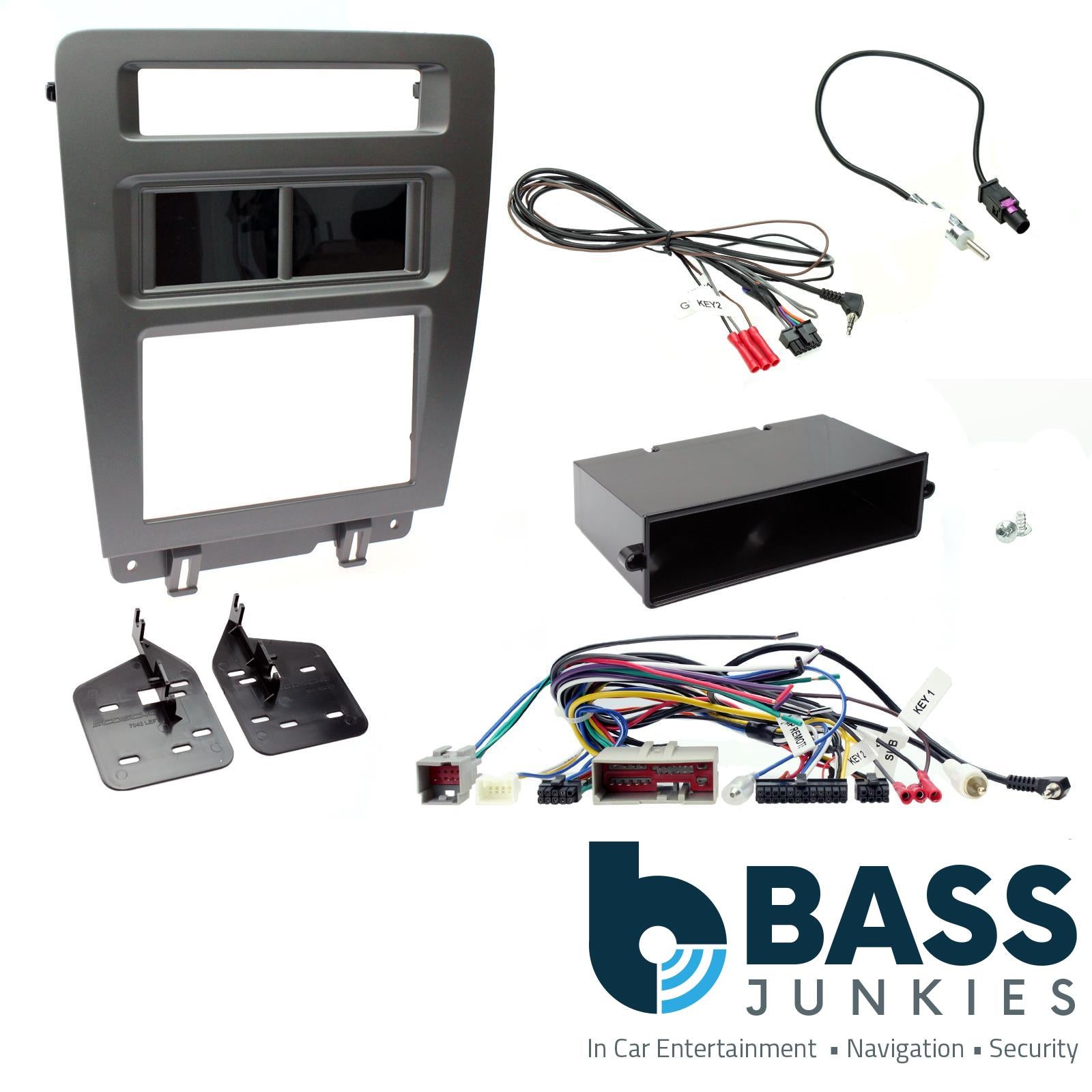 Double Din Stereo Fitting Kit + Steering Wheel Stalk Controls to fit Ford Mustang 2010-14