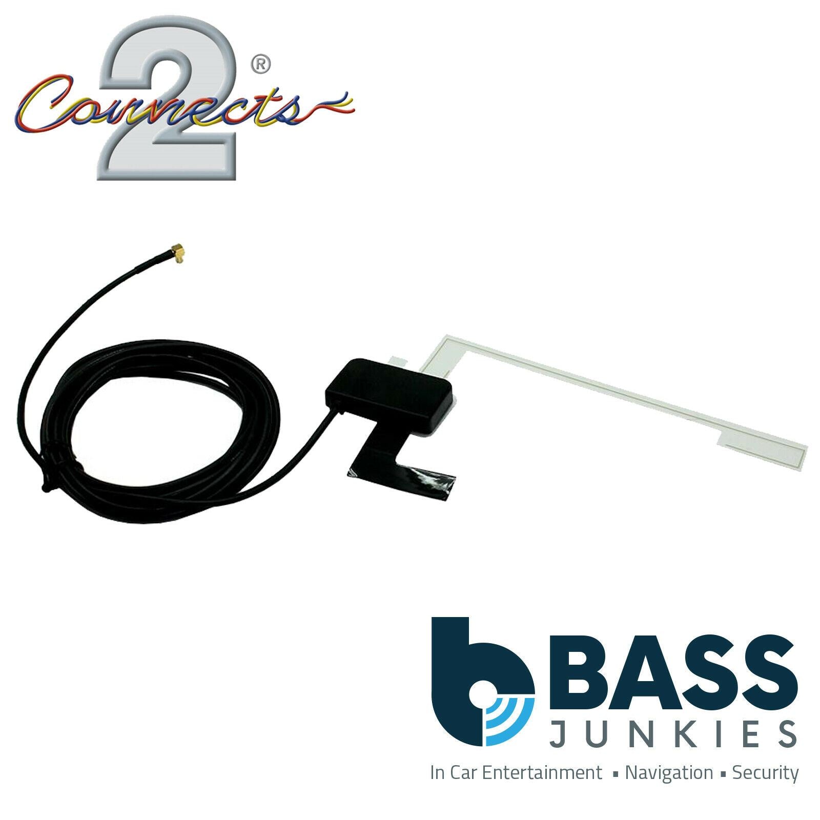 Connects2 CT27UV86 - Car DAB Digital Radio Glass Mount Antenna RHD with 5V MCX Connector for Chinese Radios (XTRON, EONON PUMPKIN)