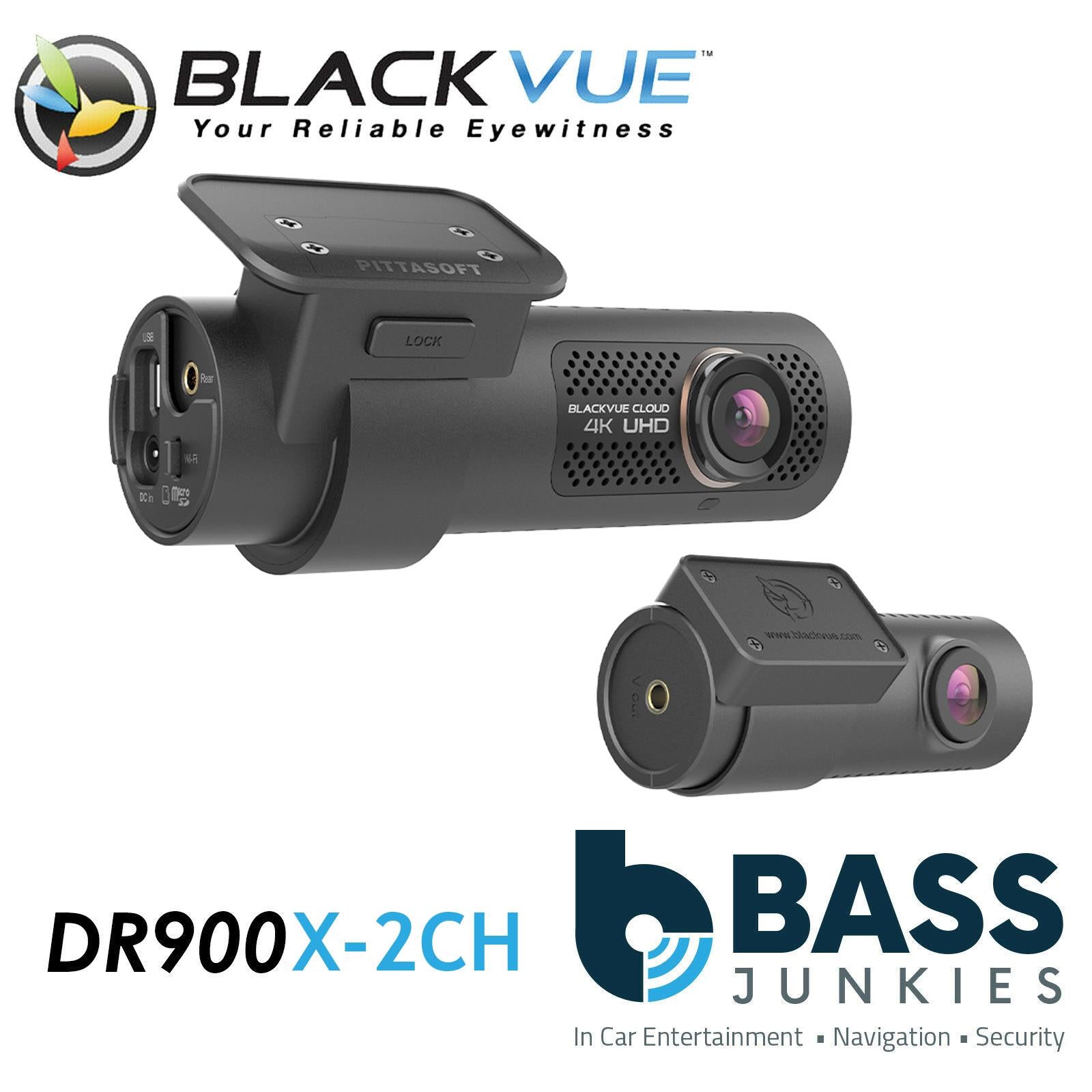 Blackvue DR900X-2CH 256GB 8-MP GPS 4K UHD Ultra Wide Font & Rear Car Dash Camera WIFI Cloud @30fps Rear Camera @60fps Front Camera
