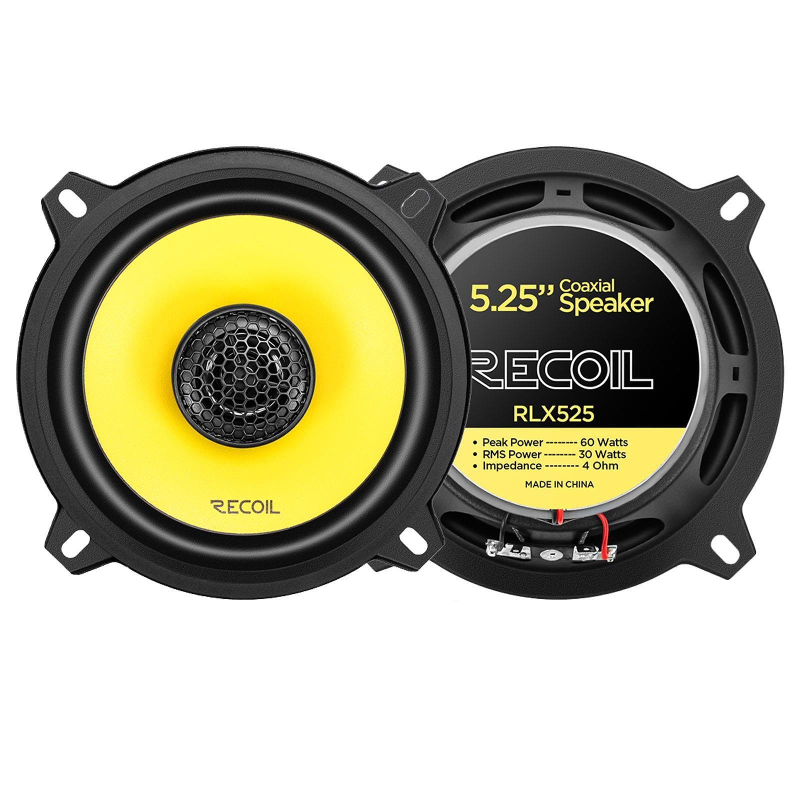 Recoil RLX525 - 120 Watts 5.25"inch 13cm 2-Way Coaxial Car Door Speakers Pair