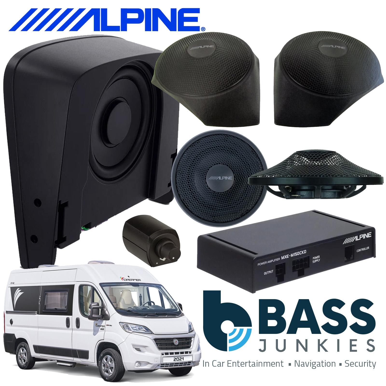 Alpine SWA-150KIT- Front & Rear Speakers Car Amplifier & Subwoofer Bass Box for Fiat Ducato 3 (7,8 Models) 2022 On