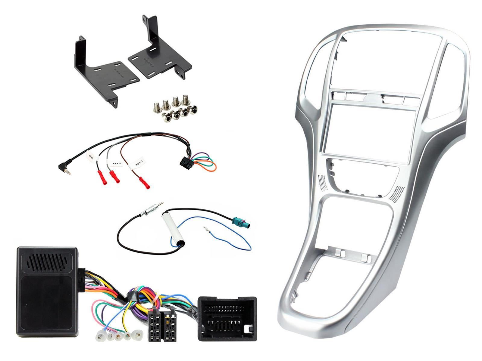 Connects2 CTKVX05 - Silver Double Din Car Stereo Fascia & Steering Wheel Fitting Kit to fit Vauxhall Astra J 2010-2015