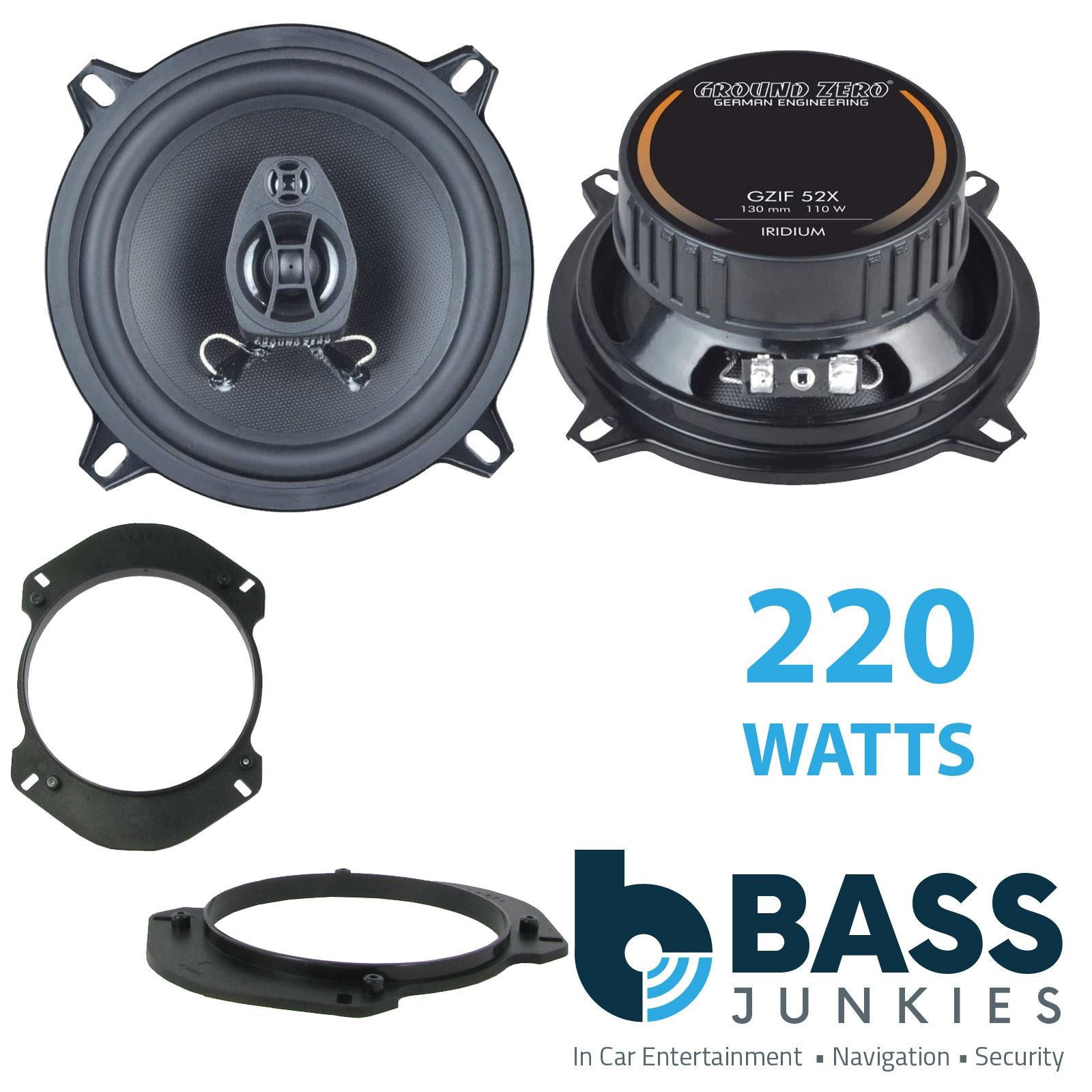 Ground Zero 2-Way 130mm/13cm/5.25" Car Coaxial Speakers (Pair Max 220 Watts) Fits Alfa Romeo GTV 1994-05 | Spider 94-00