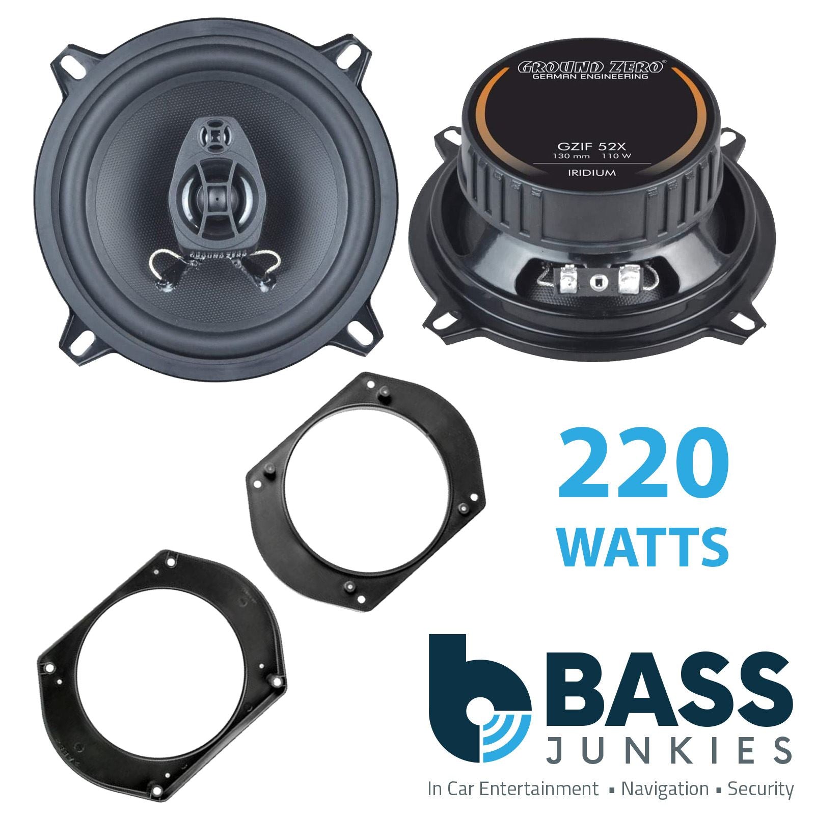 Ground Zero 2-Way 130mm/13cm/5.25" Car Coaxial Speakers (Pair Max 220 Watts) Fits Alfa Romeo Spider 1994-00 | Fiat Brava 95-01 | Bravo 95-01 | Marea 96-02 | Lancia Ypsilon 03-11 | Y 95-03