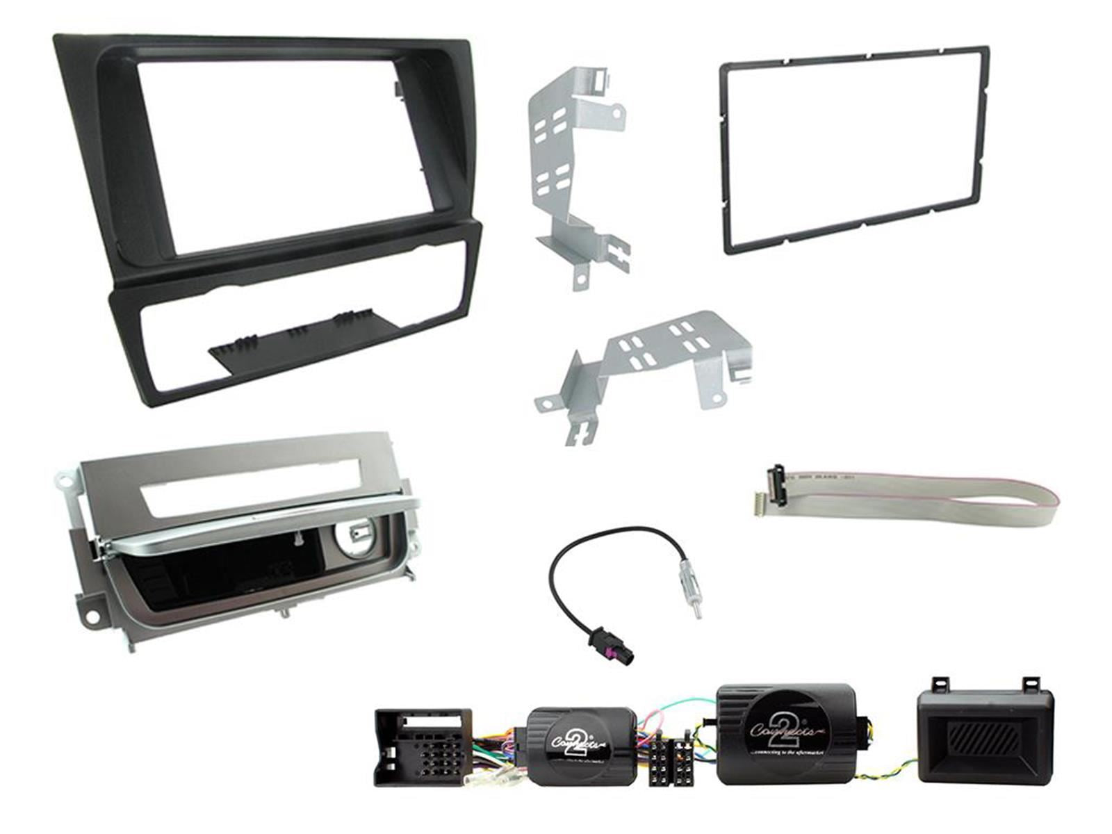 Connects 2 CTKBM12 - BMW 3 Series E90/E91/E92/E93 2005 - 2012 Double Din Facia & Steering wheel Interface Fitting Installation Kit (Silver Ashtray)