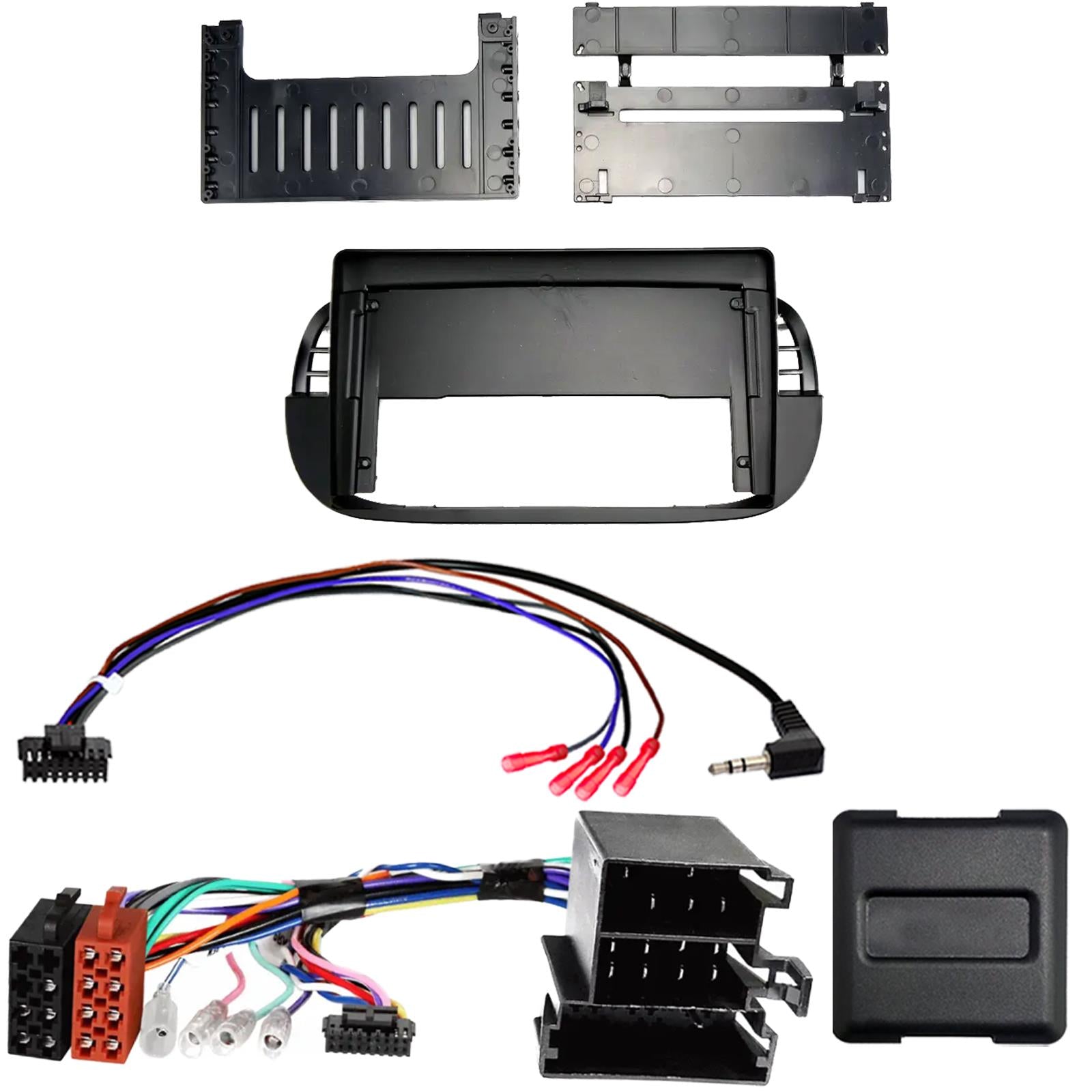 For Fiat 500 2007 - 2015 Black Fascia Panel Interface for 9" Android Car Radios