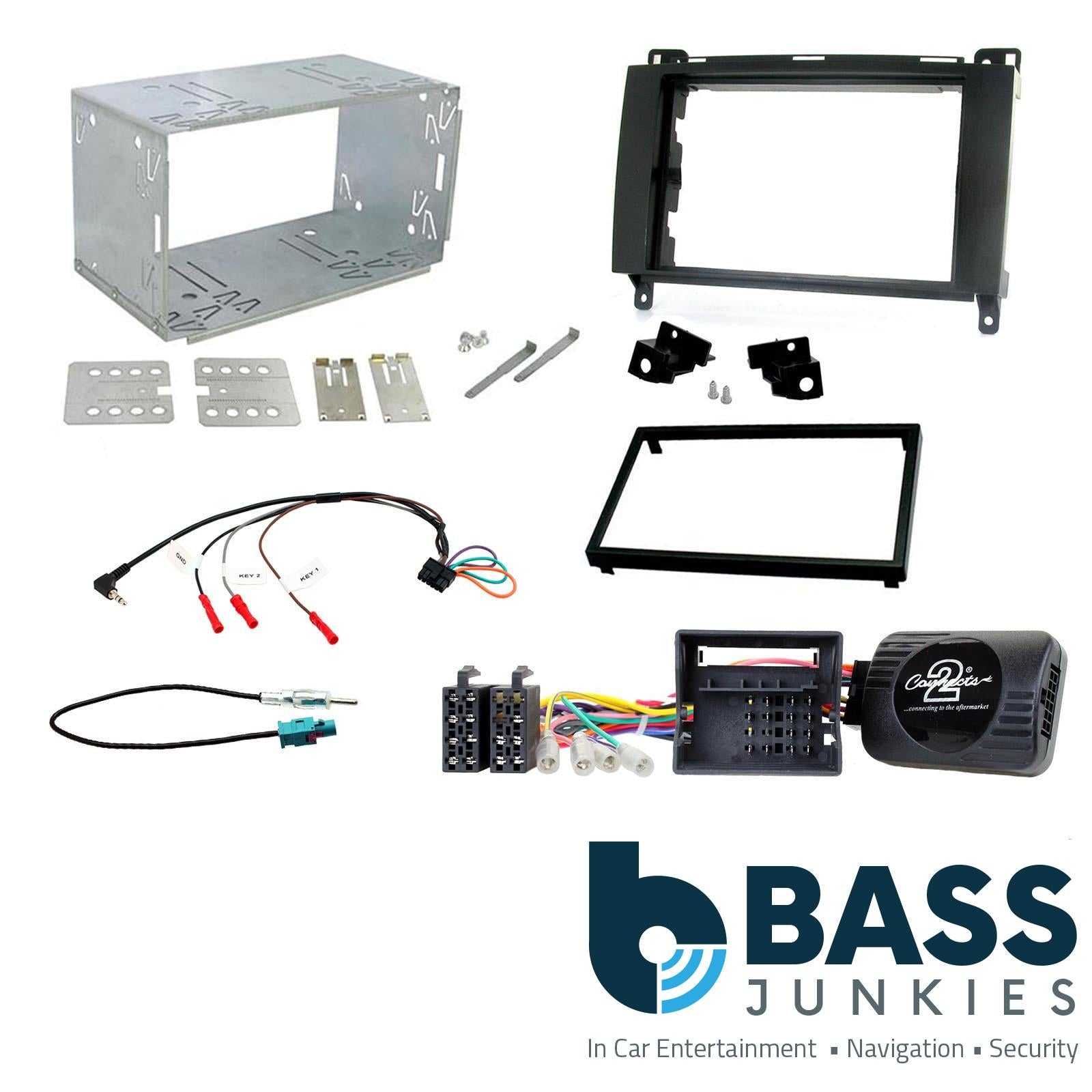 Connects2 CTKMB12 - Mercedes Benz A Class 2004 - 2012 Double Din Fascia & Steering Wheel Interface Installation Kit