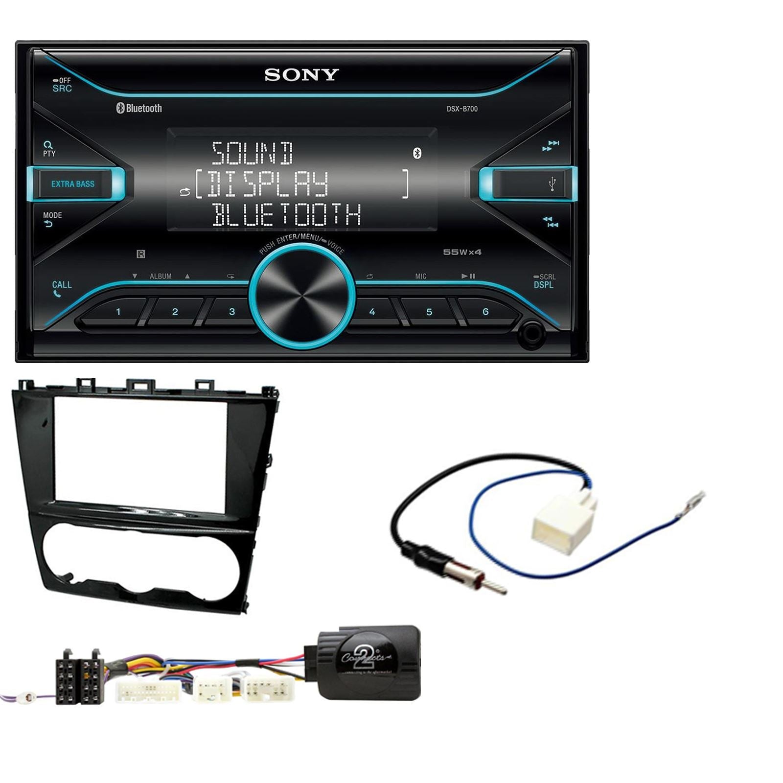 Sony DSX-B700 Bluetooth MP3 USB AUX 4 x 55W Double Din Car Stereo Radio Player + CTK Fitting Kit fits Subaru XV 2013-2018