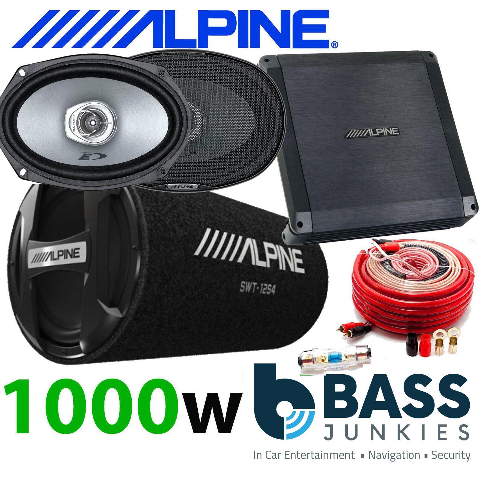ALPINE 1000 Watts 12" Car Sub Bass Tube 6x9 Amplifier & Amp Kit Package