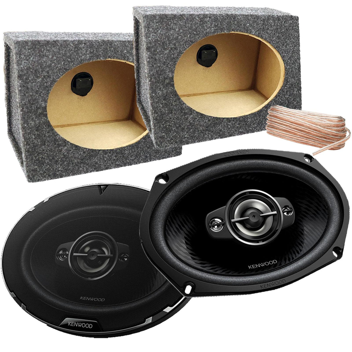Kenwood KFC-PS6987 - 6x9 1340 Watts 4-Way Car Speakers with Black MDF Boxes Pair