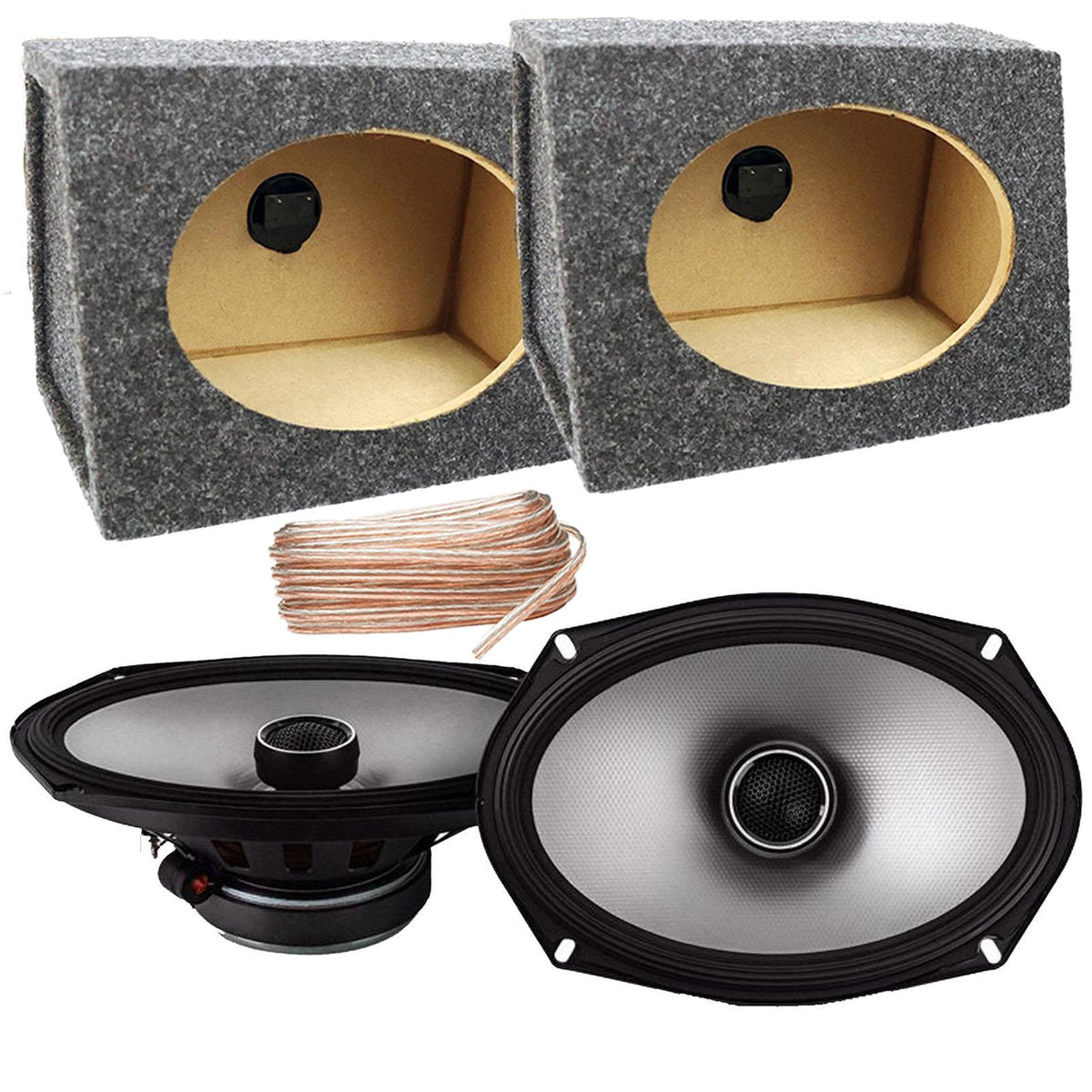 Alpine Car Van Truck 6X9 520 Watts 2-Way Speaker Package with Grey Speaker Box