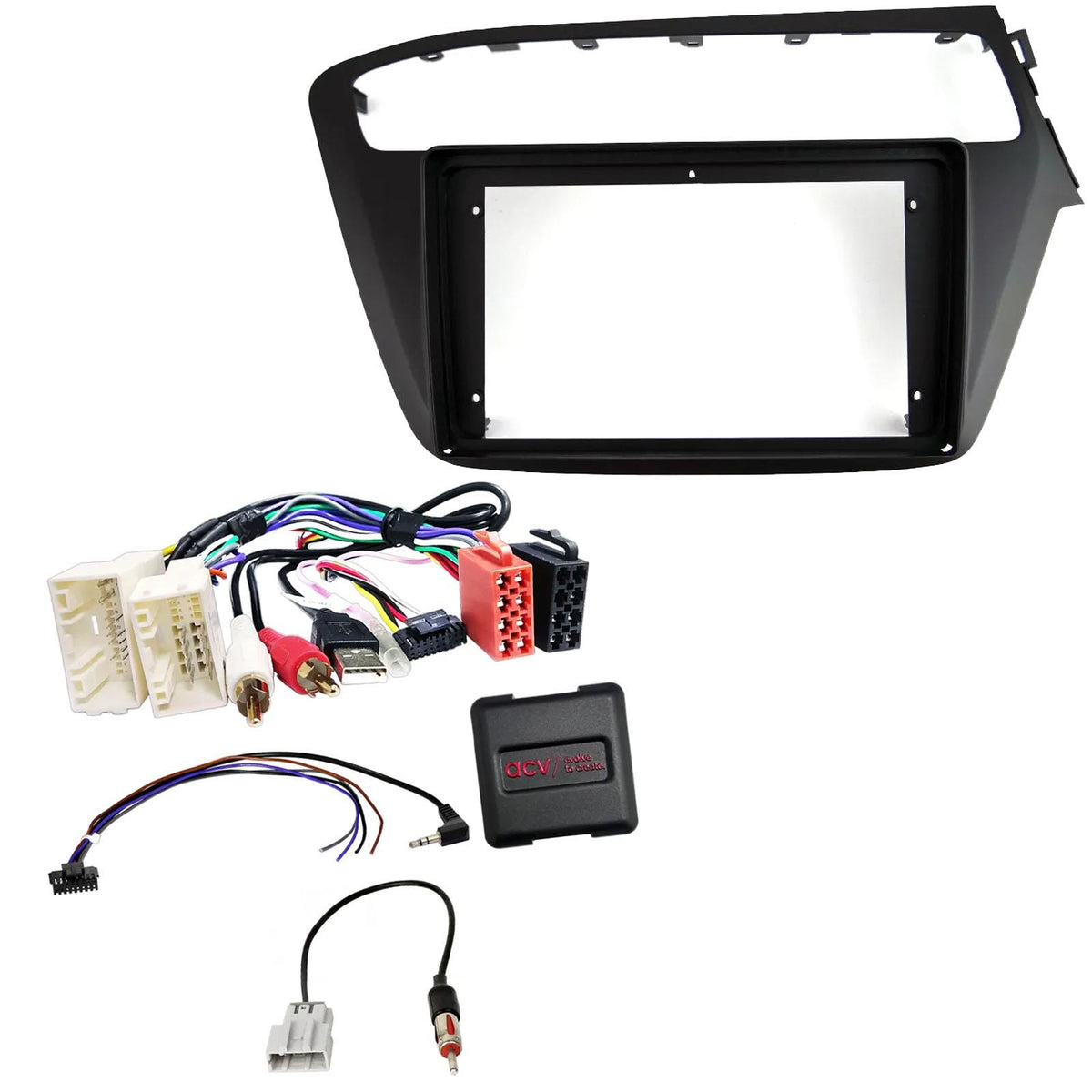 For Hyundai i20 RHD 2018 On Fascia Panel & Steering Control Interface For 9" Android Car Stereo