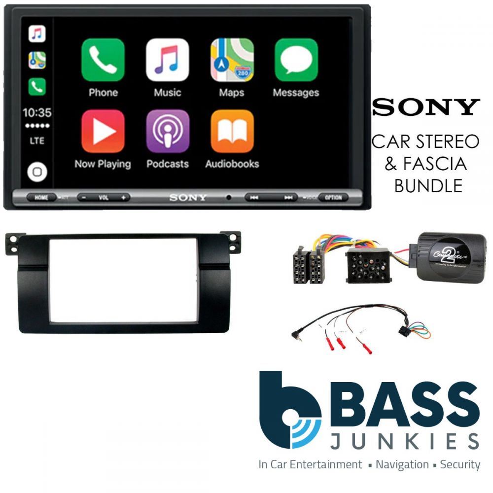 BMW 3-Series E46 1998-2005 SONY 6.95" DAB Bluetooth CarPlay Android Car Stereo Fascia Panel & Steering Wheel Interface Upgrade Kit