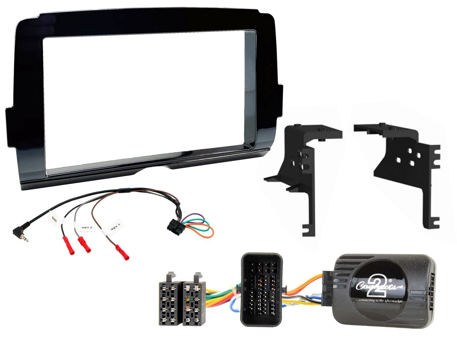 Double Din Stereo Fitting Kit + Steering Wheel Stalk Controls to fit Harley Davidson Street-Glide-FLHX-FLHT 2014>