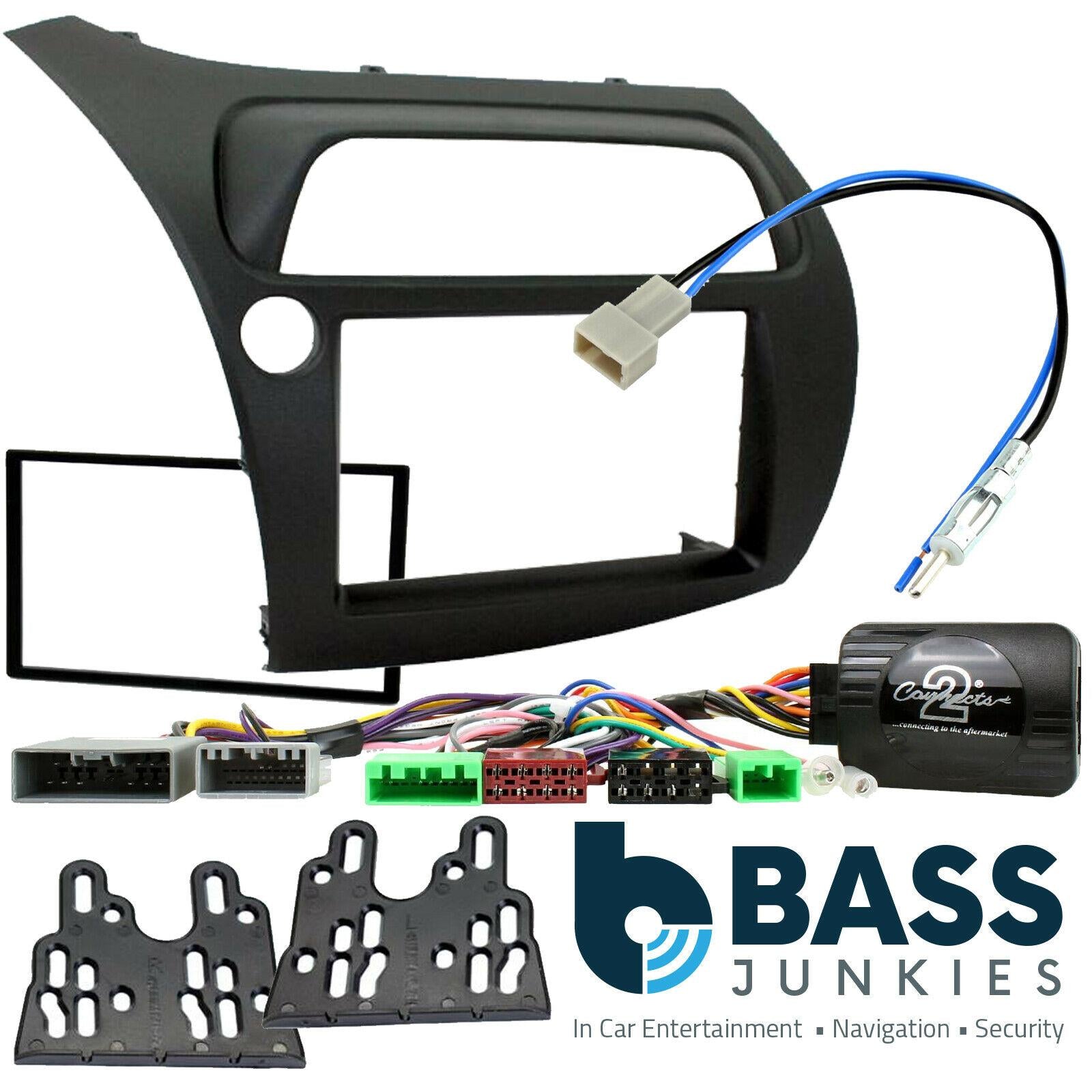 Connects 2 CTKHD01L - Honda Civic 2006 - 2011 Double Din Facia & Steering wheel Interface Fitting Installation Kit (Left Hand Drive Black Facia Panel)