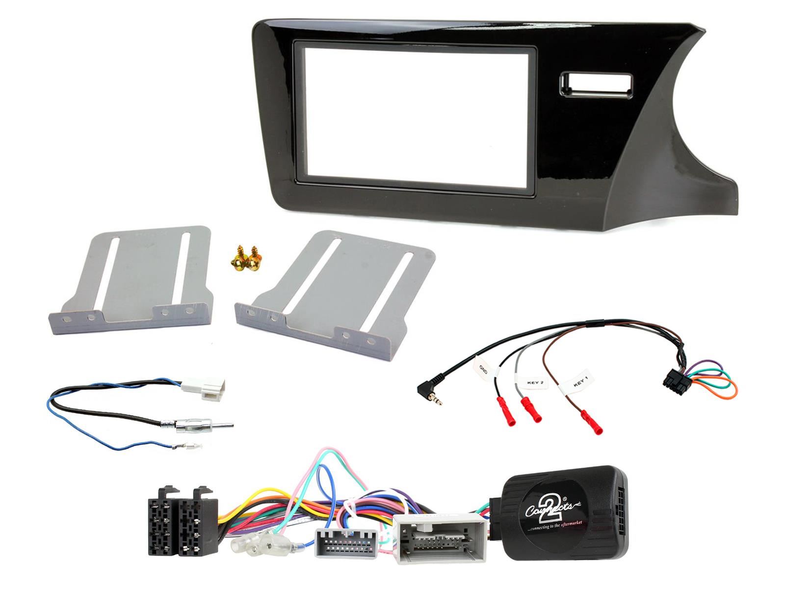 Double Din Stereo Fitting Kit + Steering Wheel Stalk Controls to fit Honda City 2014-