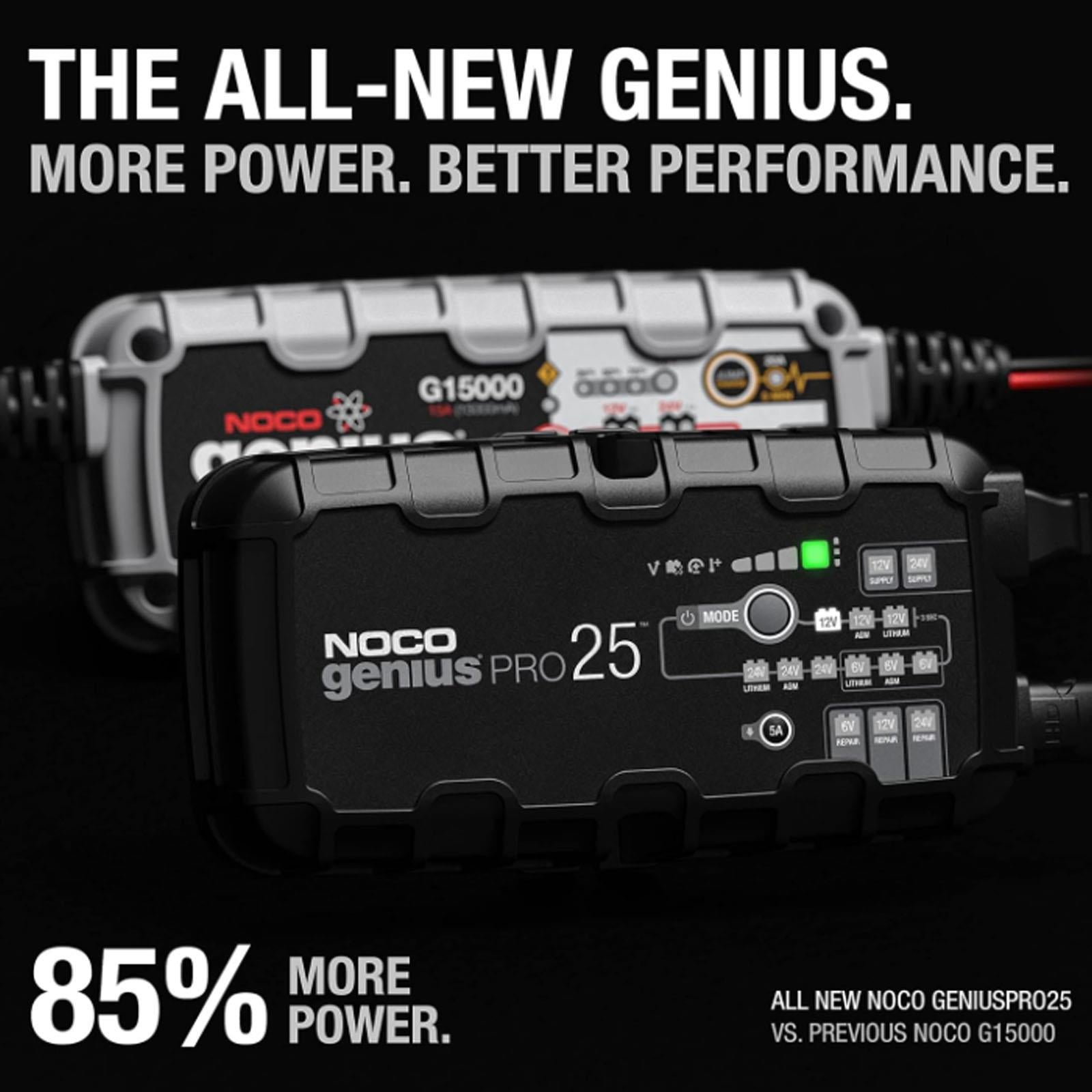 NOCO GENIUSPRO25 - 25A Smart Battery Charger 6V 12V 24V Lithium AGM EFB Gel