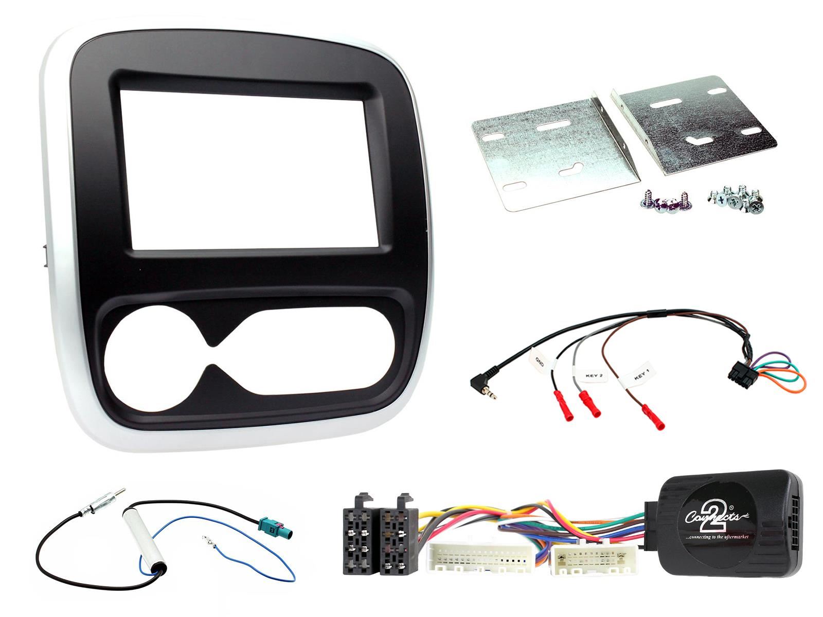 Double Din Stereo Fitting Kit + Steering Wheel Stalk Controls to fit Fiat Talento 2017-