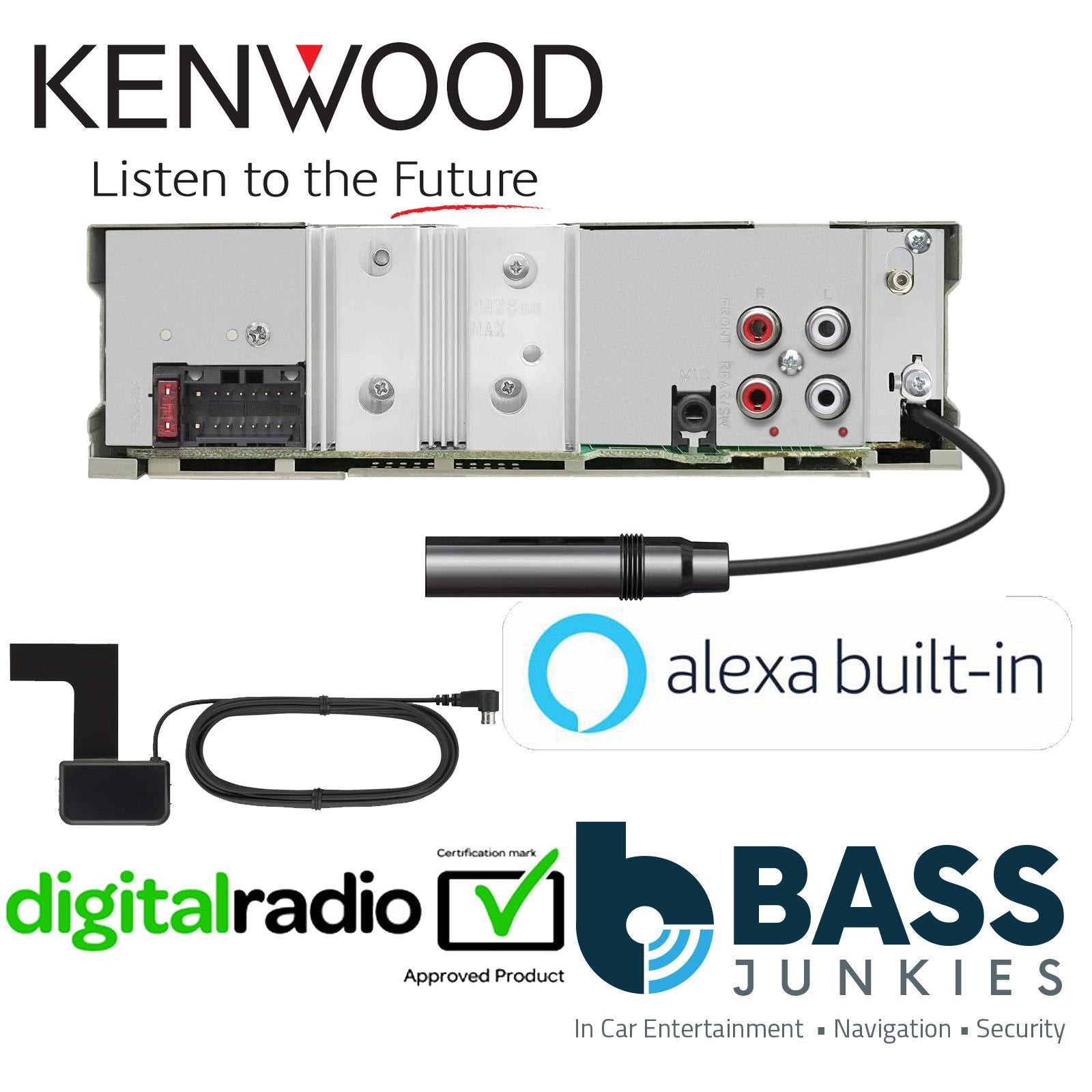 Kenwood KDC-BT760DAB - CD/MP3 DAB+ Bluetooth USB Alexa Car Stereo & Aerial