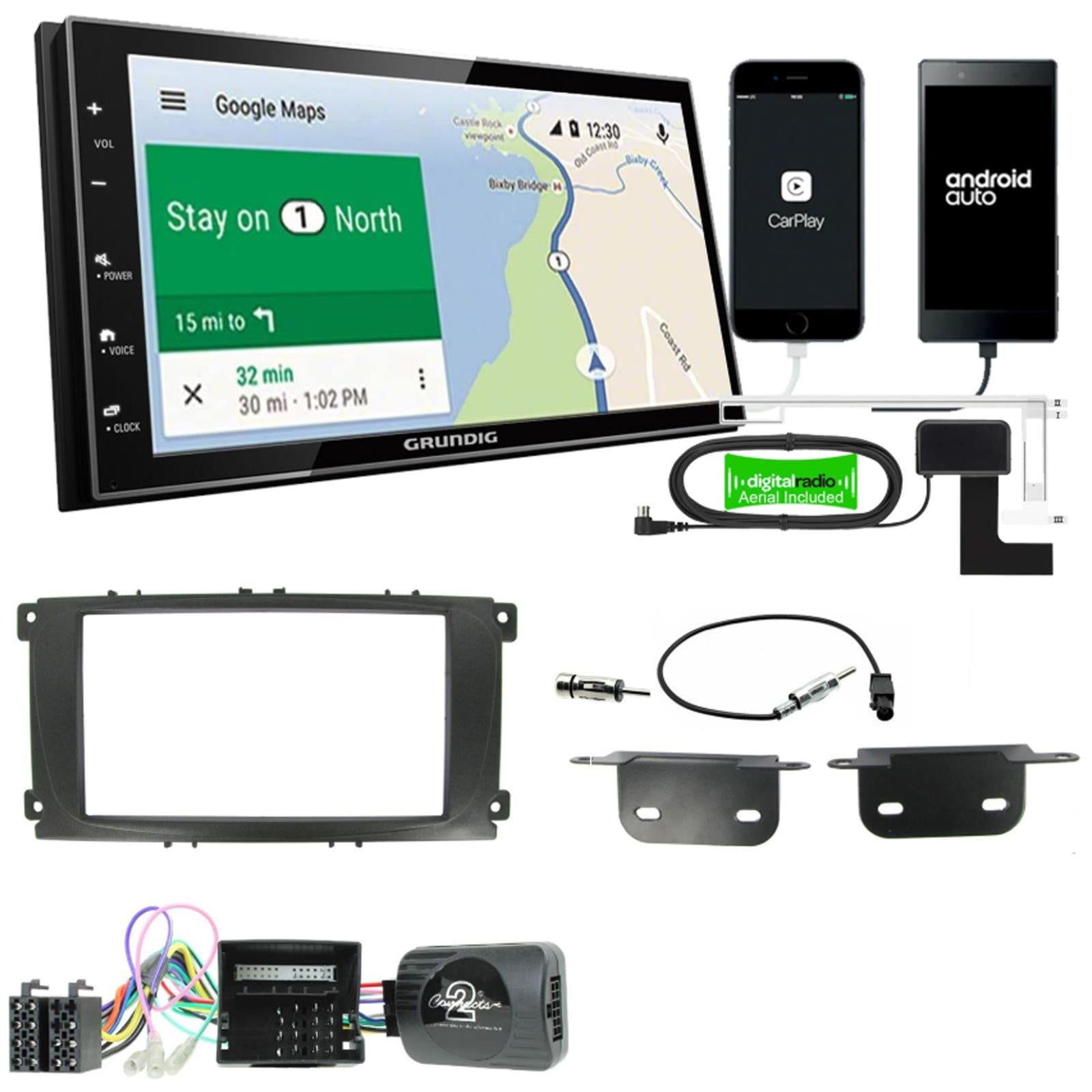 Grundig GX-3800 Double Din + Fitting Kit - to fit Ford Focus 2007-11