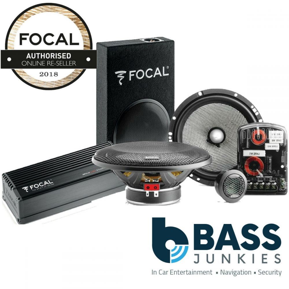 Focal 6.5" 240 Watts Component Front Car Speakers & 6.5" 240 Watts Coaxial Rear Speakers & 4 Channel 220 Watts Amplifier