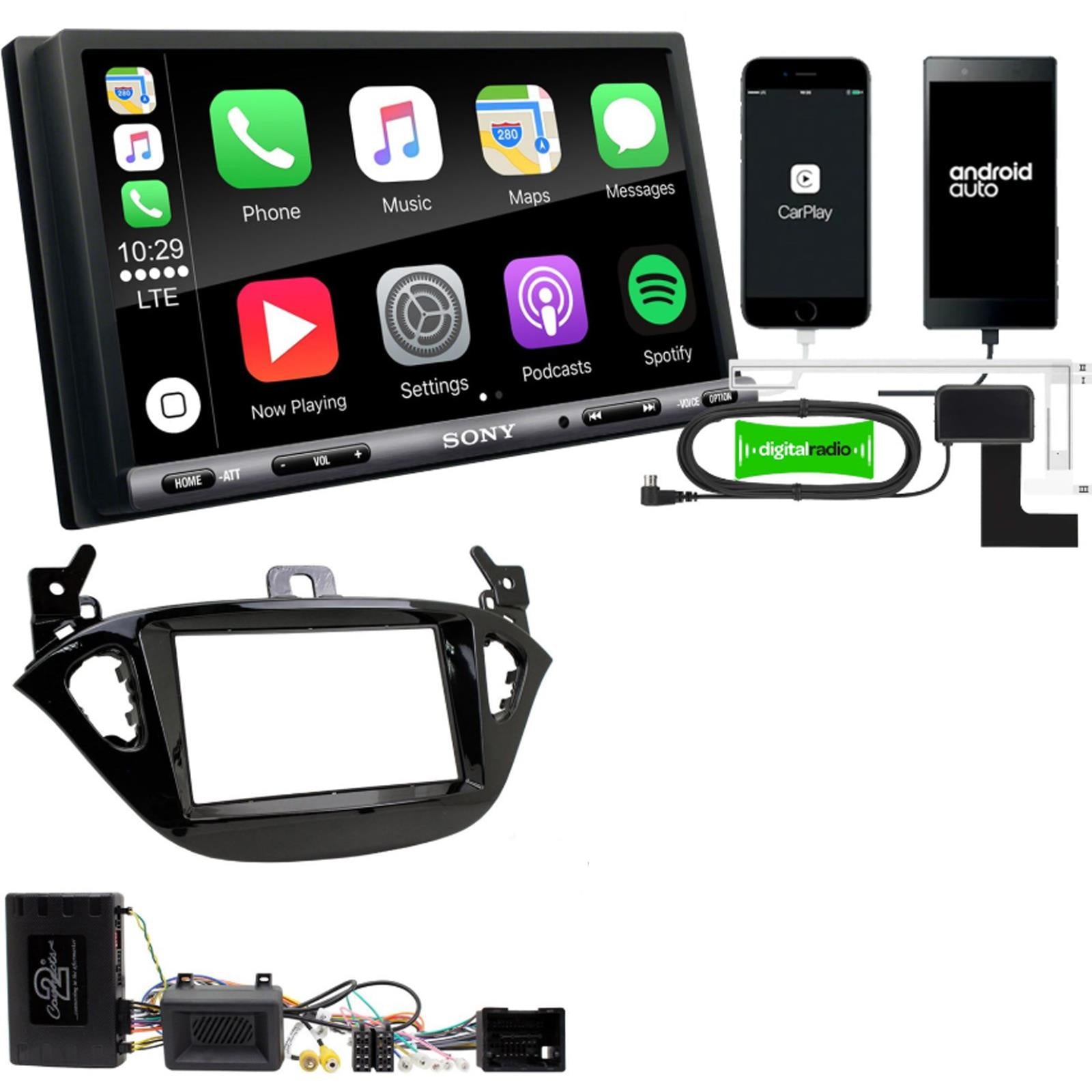 Sony 6.95" Screen Double Din + Fitting Kit - to fit Opel Adam 2013-21 | Opel Corsa 2014- | Vauxhall Adam 2012- | Vauxhall Corsa 2014-