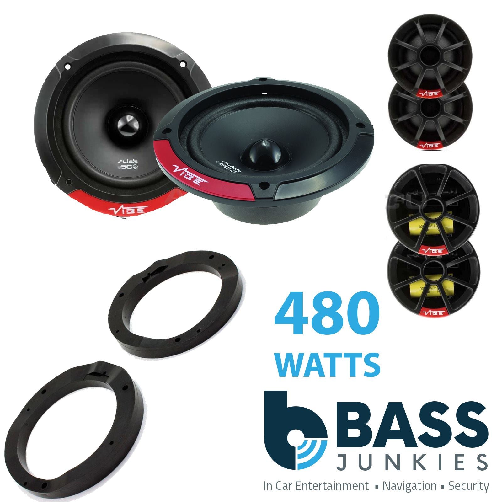 Vibe SLICK5C-V7 2-Way 130mm/13cm/5.25" Component Speakers (Per Pair 480 Watts) Fits Mercedes E-Class 1996-02