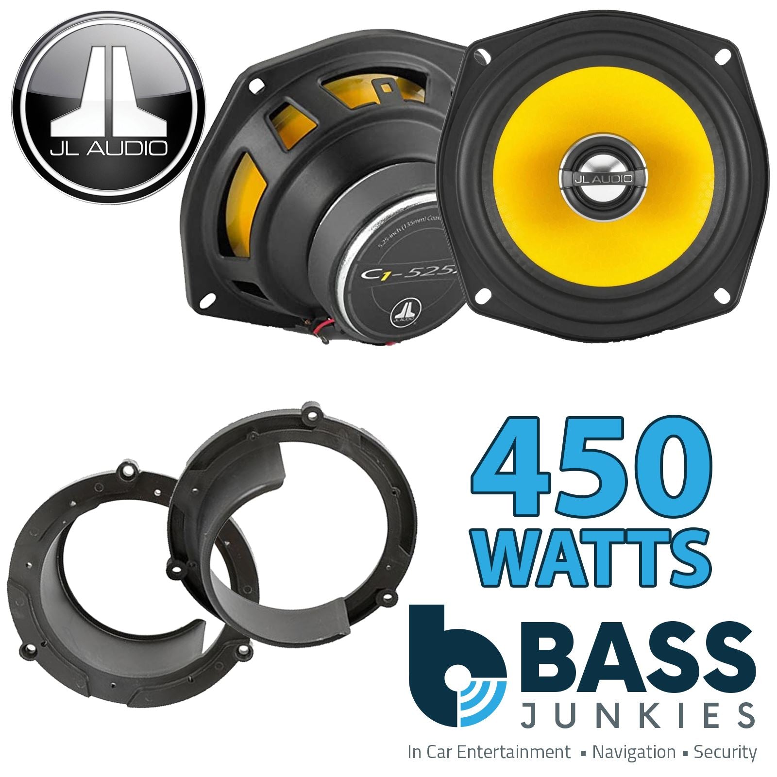 JL Audio C1-525X 2-Way 130mm/13cm/5.25" Coaxial Speakers (Per Pair 450 Watts) Fits Honda Accord 1999-03